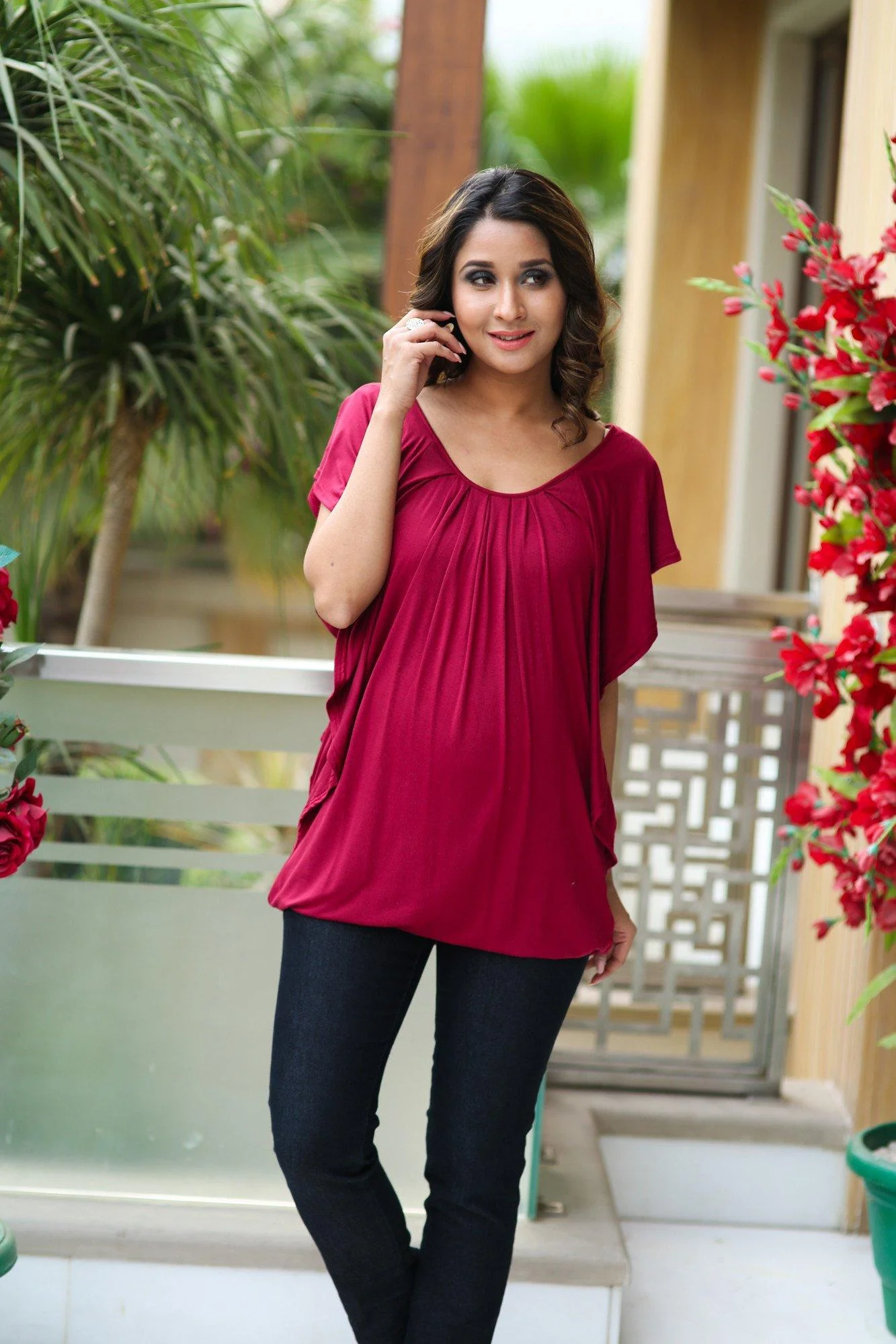 Side Access Burgandy Nursing Top - Chenance