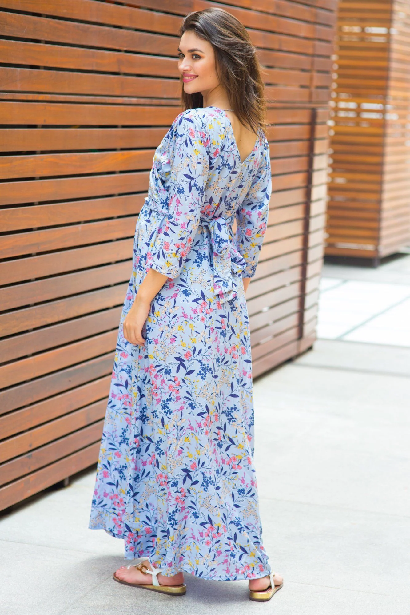 Lilac Floral Maternity & Nursing Wrap Dress - Chenance