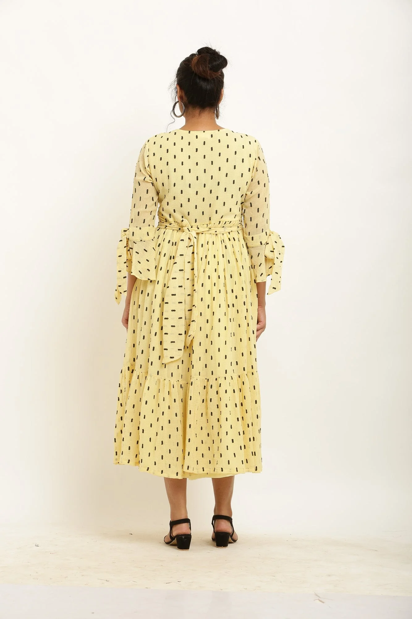 Pretty Yellow Maternity & Nursing Wrap Midi Dress - Chenance
