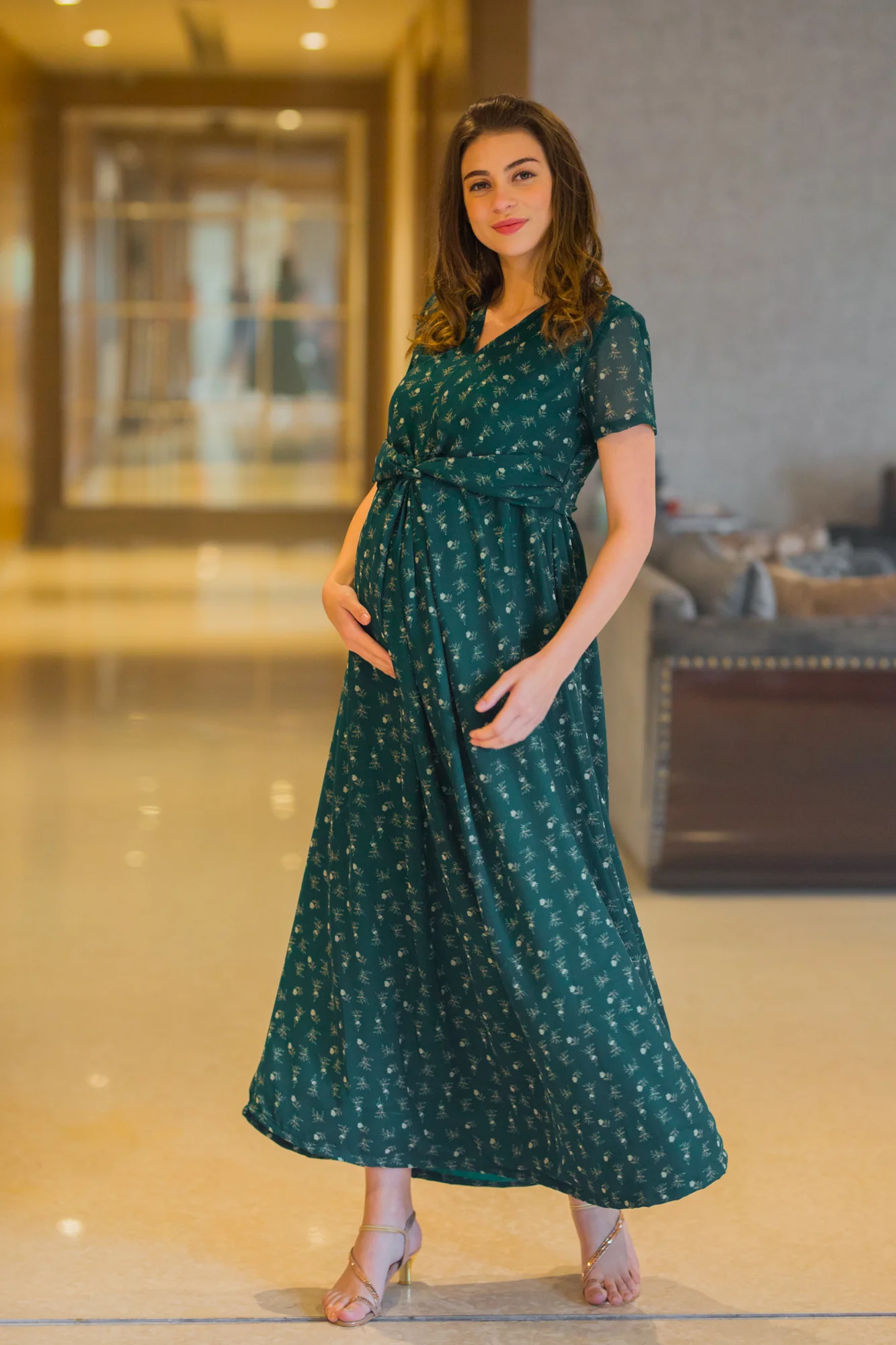 Jade Green Maternity Knot Dress - Chenance