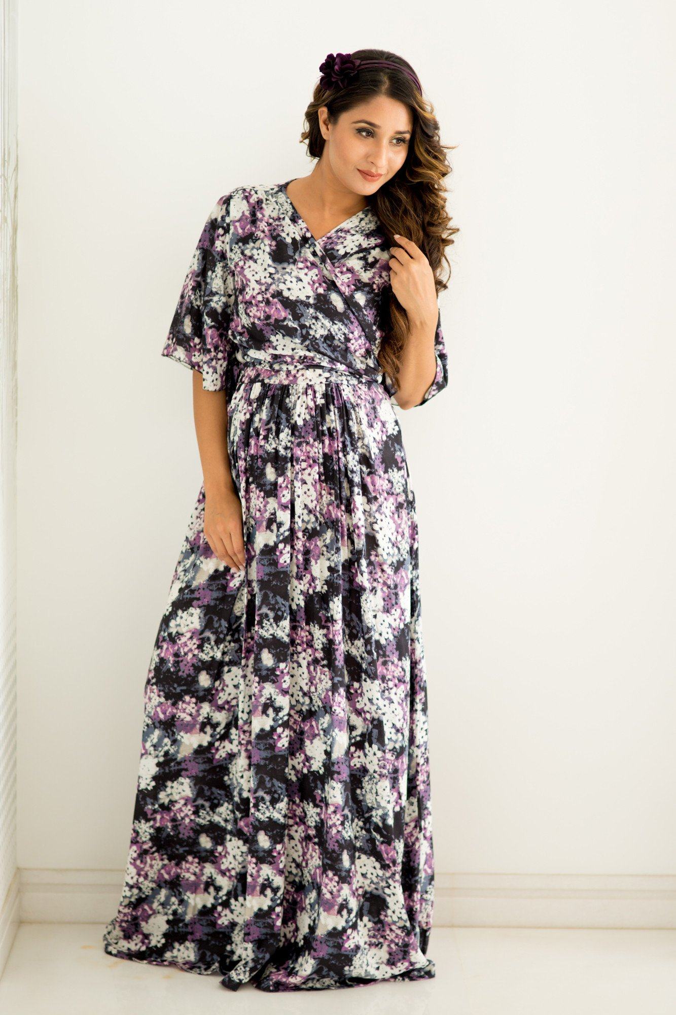 Lilac Blossom Maternity & Nursing Wrap Dress - Chenance