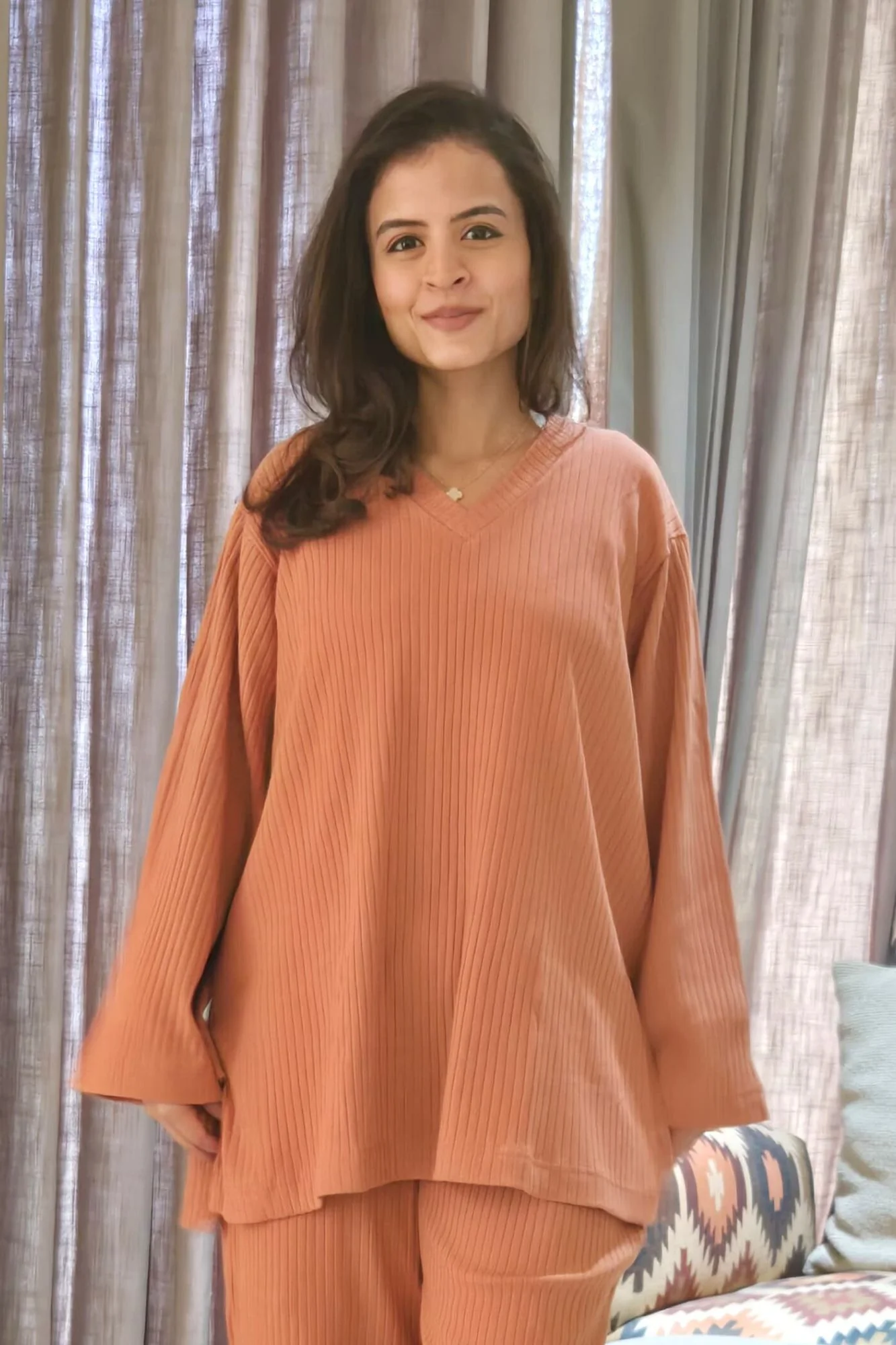 Ribbed Rust Maternity Stretchable Top - Chenance