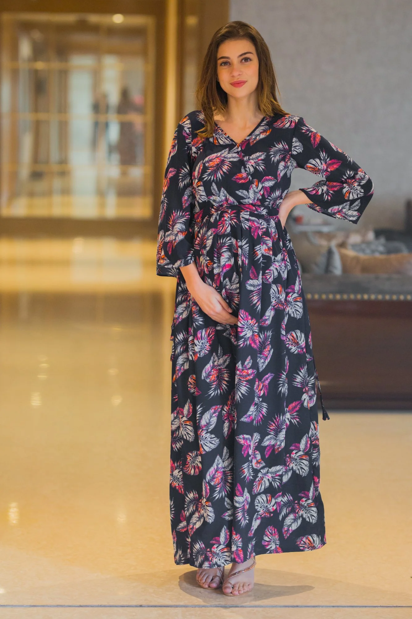 Breezy Leafy Maternity & Nursing Dress - Chenance