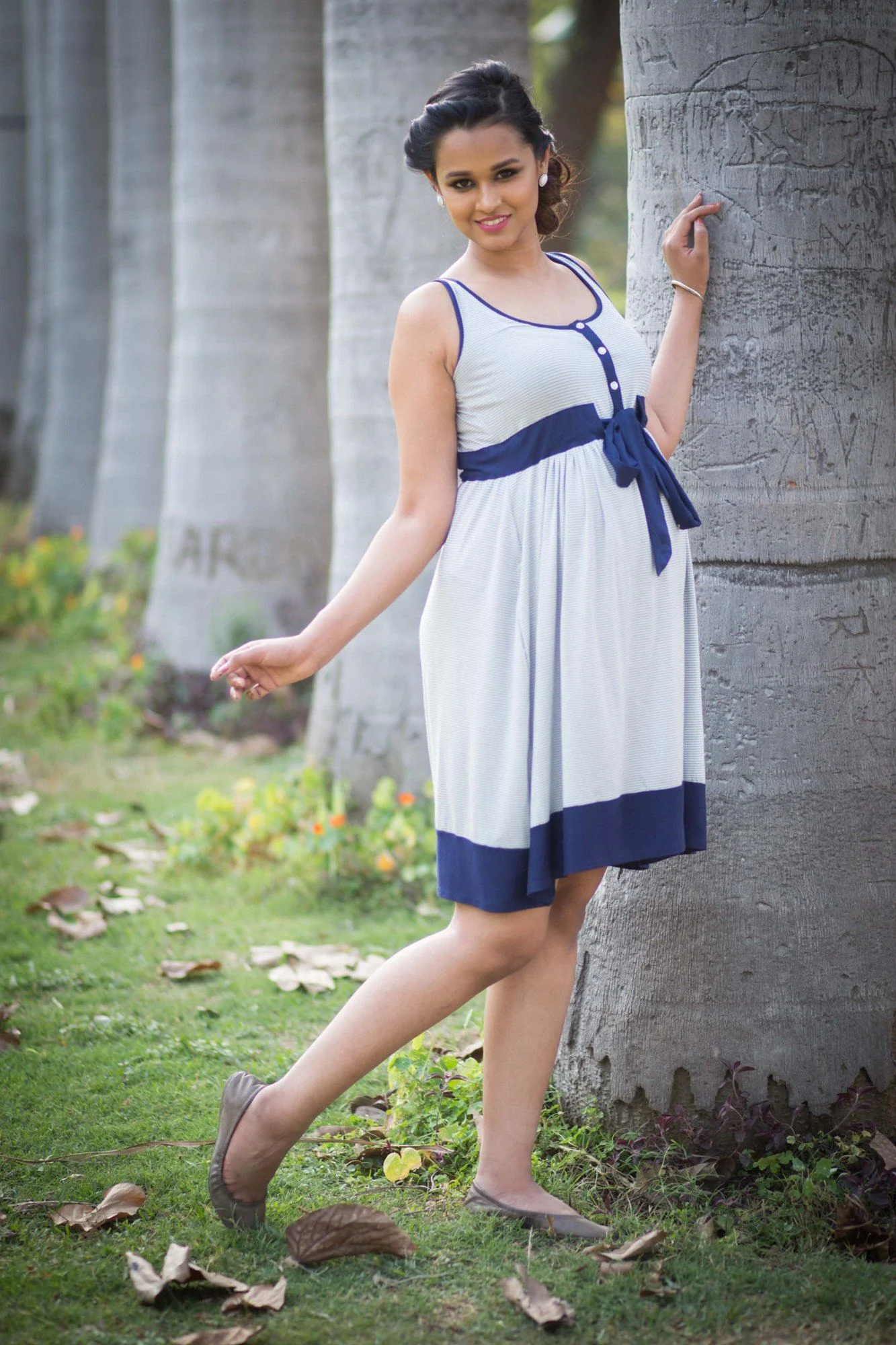 Striped Swing Nursing Dress - Chenance