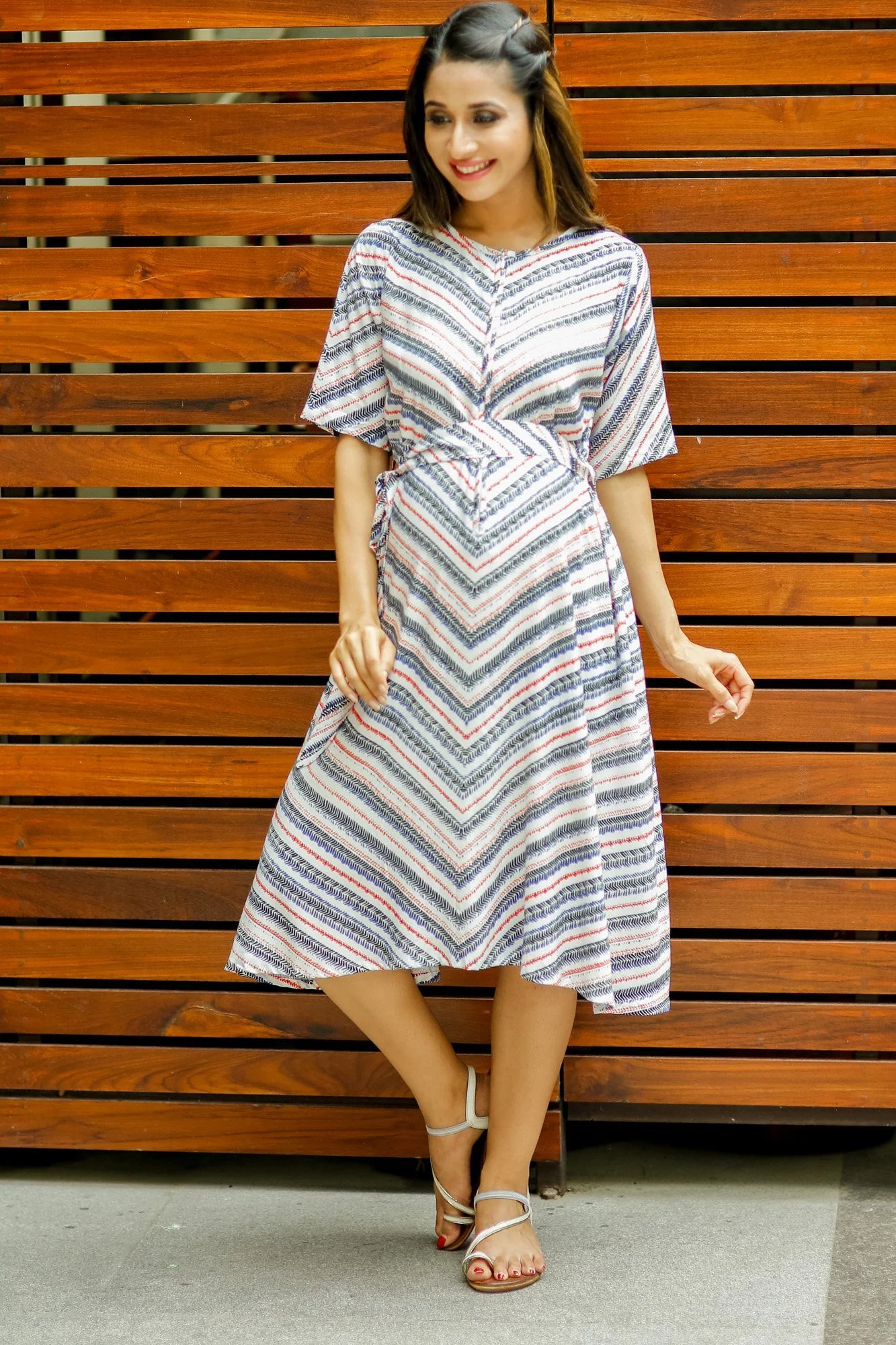 Fresh Stripe Vogue Front Zip Maternity & Nursing Dress - Chenance