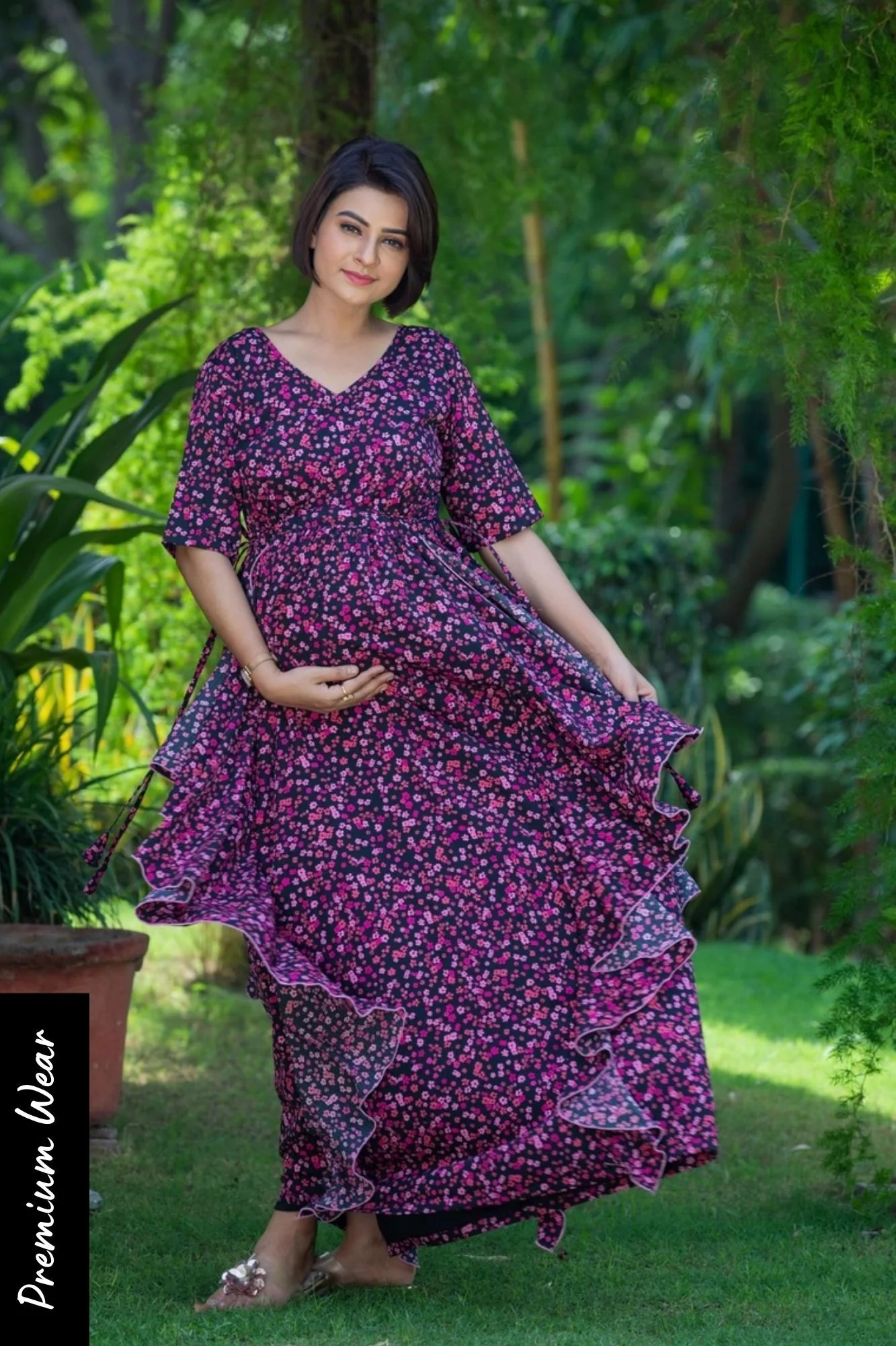 Berry Blast Maternity Flow Dress - Chenance