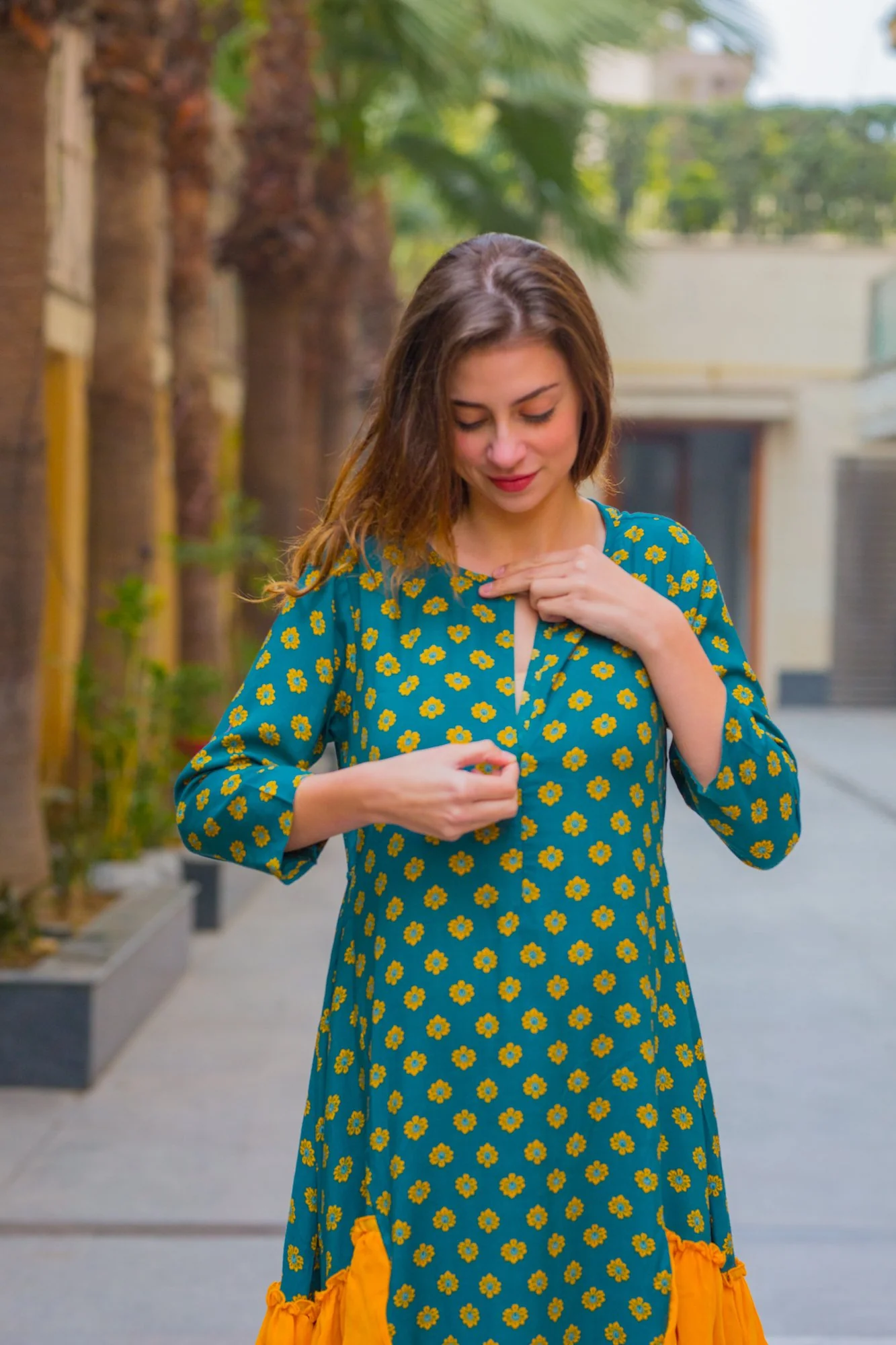 Forest Green Maternity & Nursing Dress - Chenance