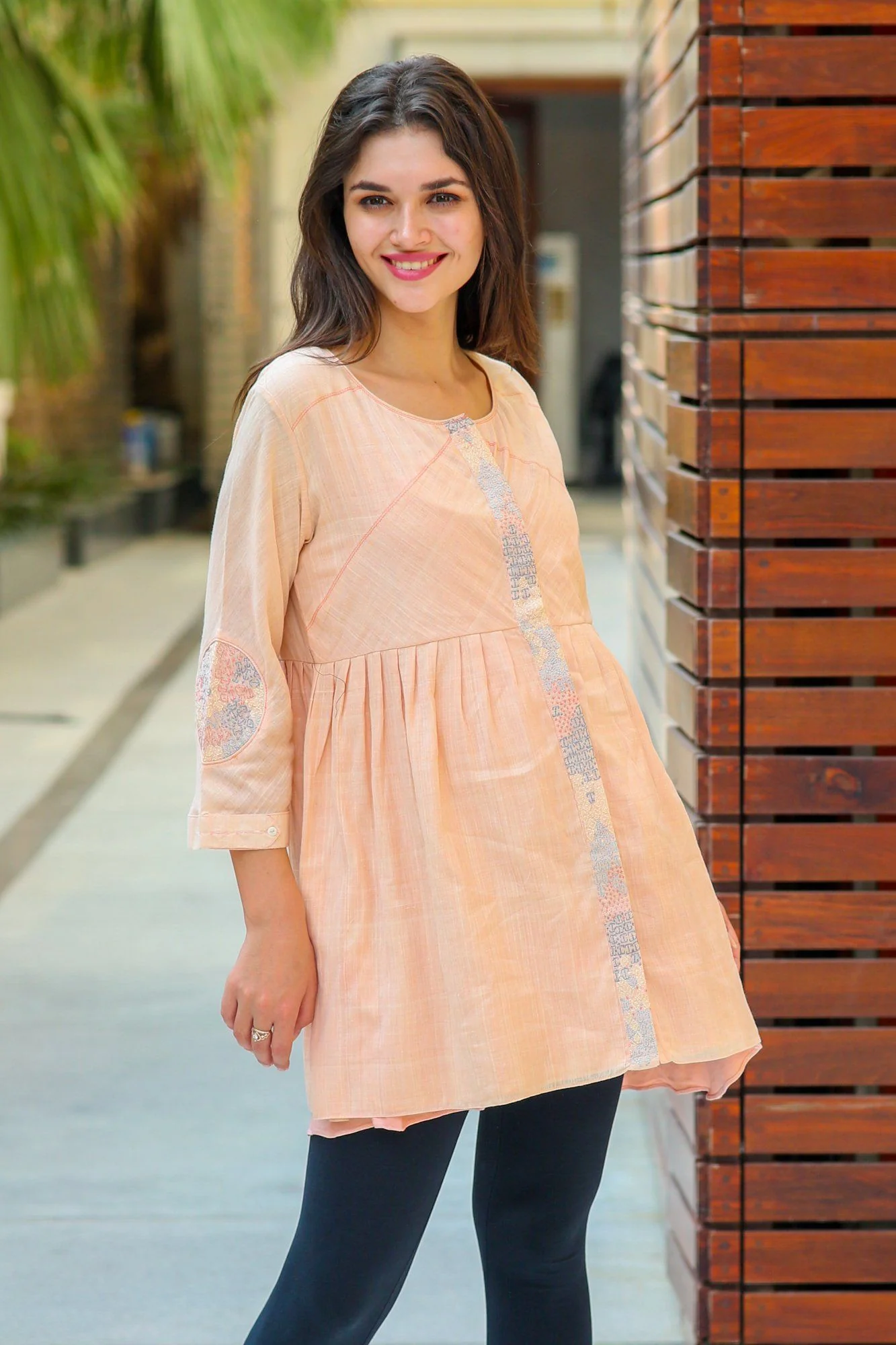 Premium Sujni Moon Patch Peach Maternity & Nursing Top - Chenance