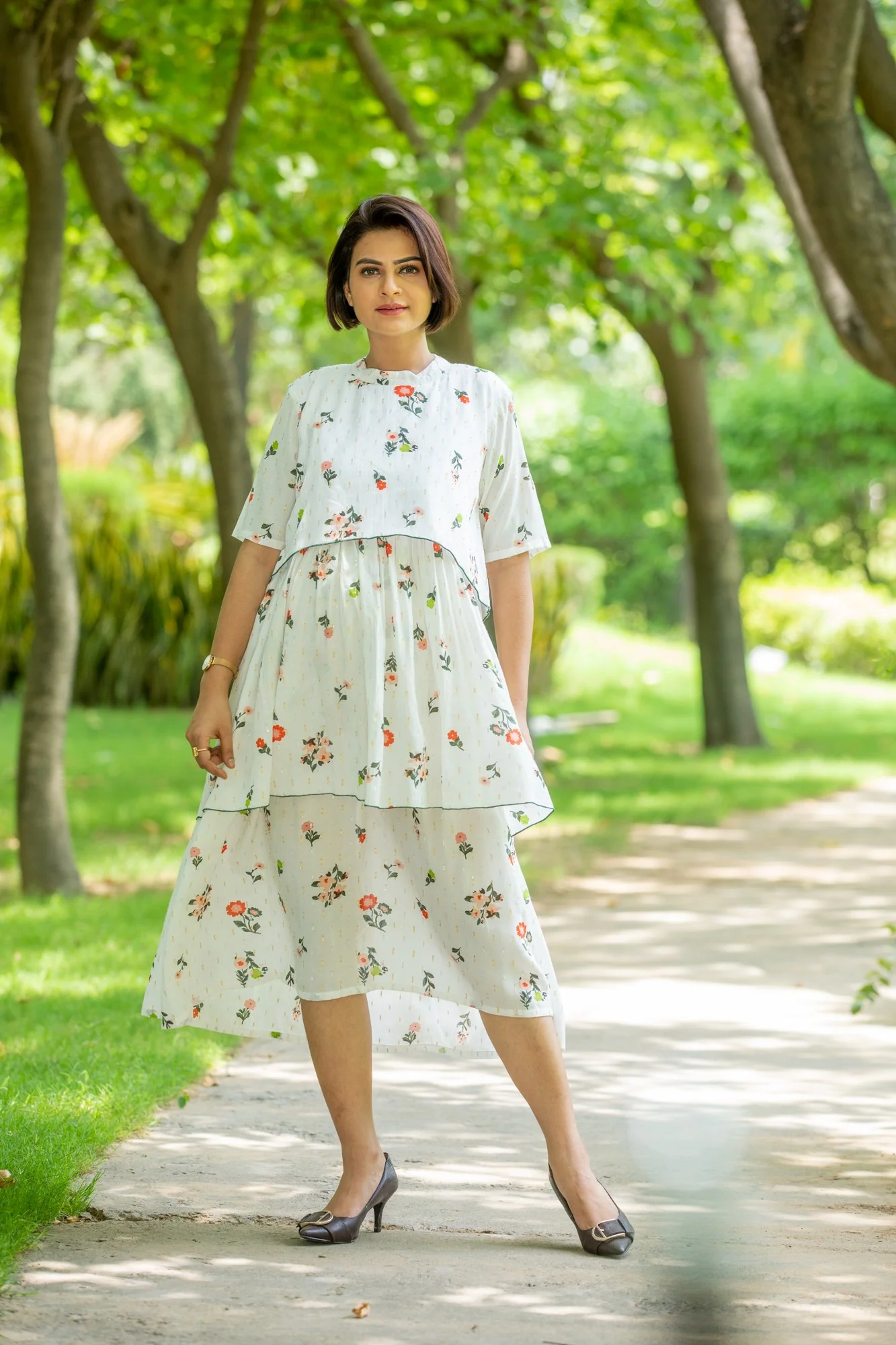 Misty Gold Embellished Maternity & Nursing Dress - Chenance