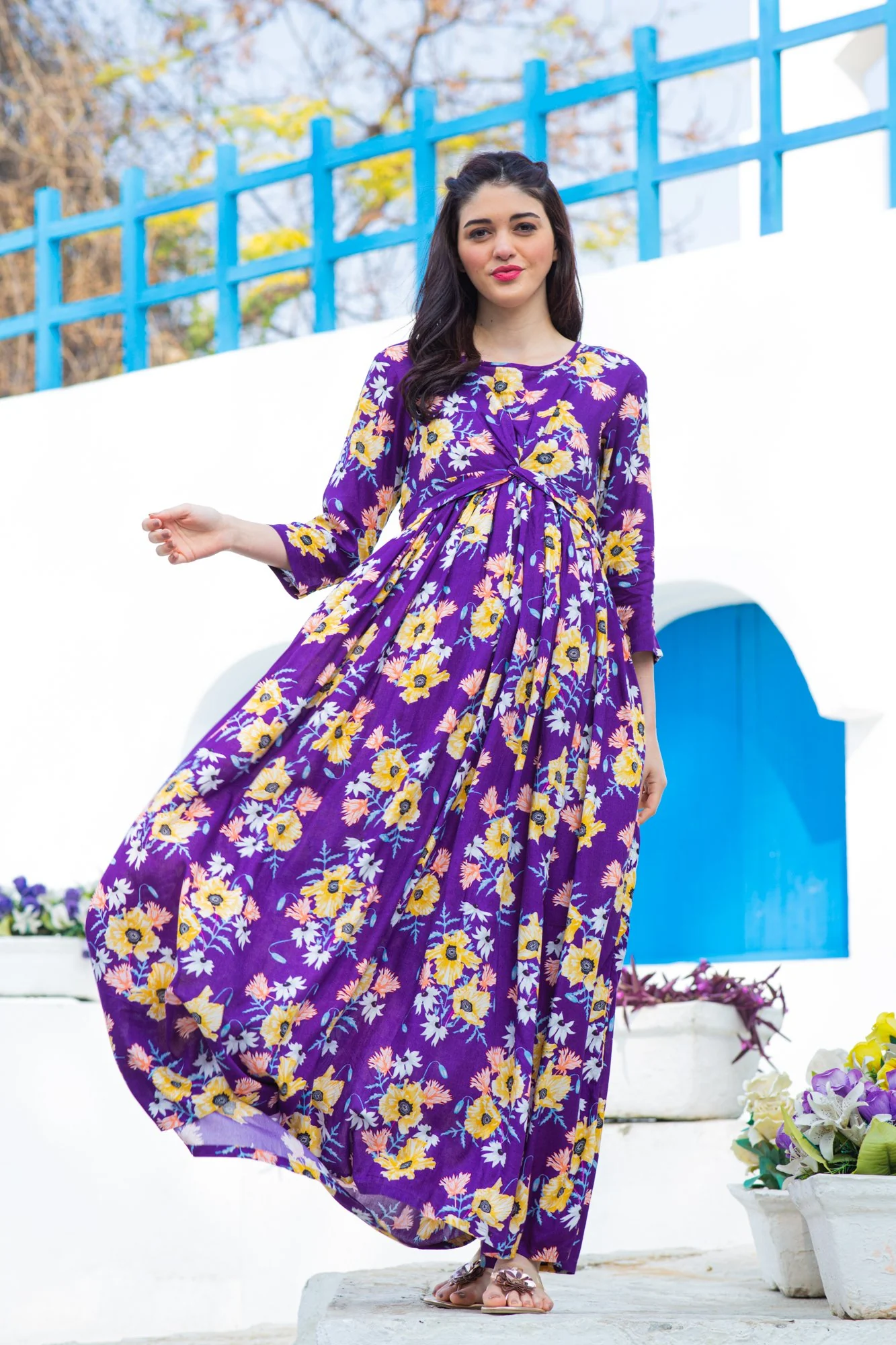 Pretty Violet Maternity Knot Dress - Chenance