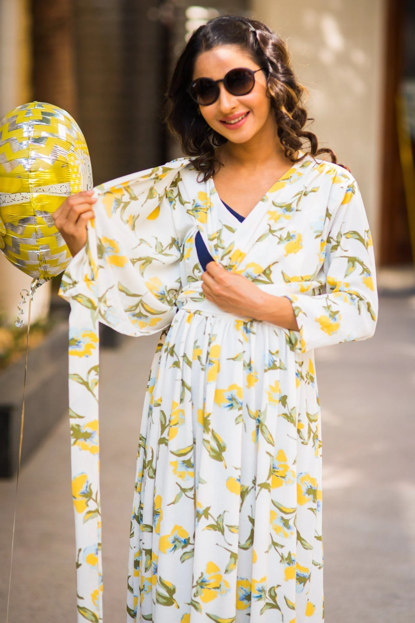 Pearly White Orchid Maternity & Nursing Wrap Dress - Chenance