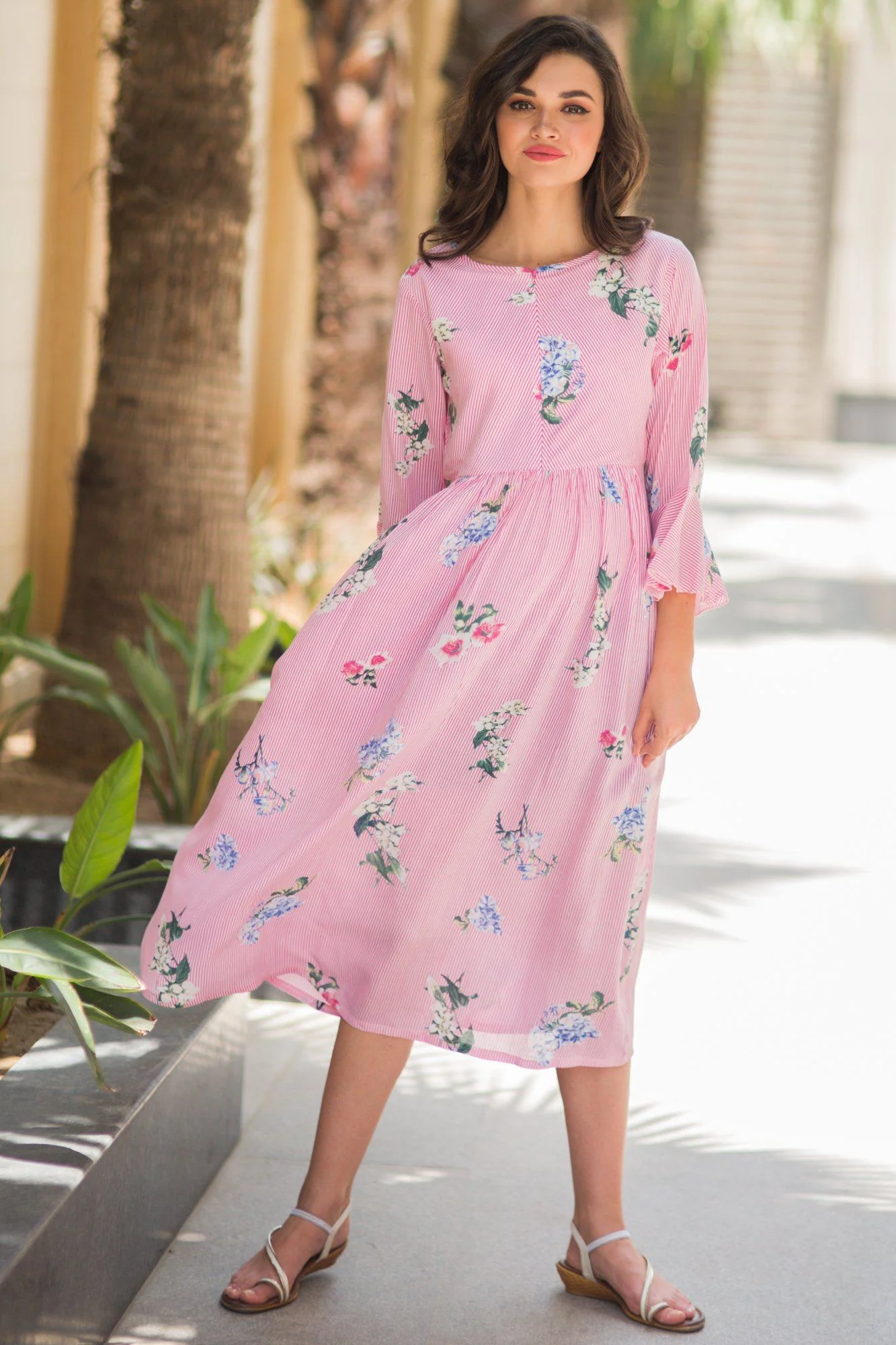 Scarlet Striped Boho Maternity & Nursing Dress - Chenance