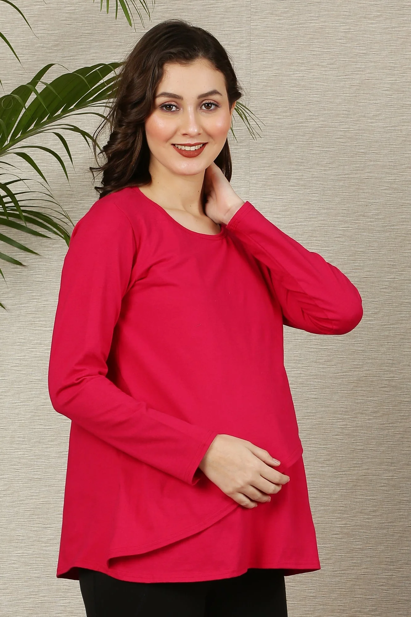 Rose Red Maternity & Nursing Flap Top - Chenance