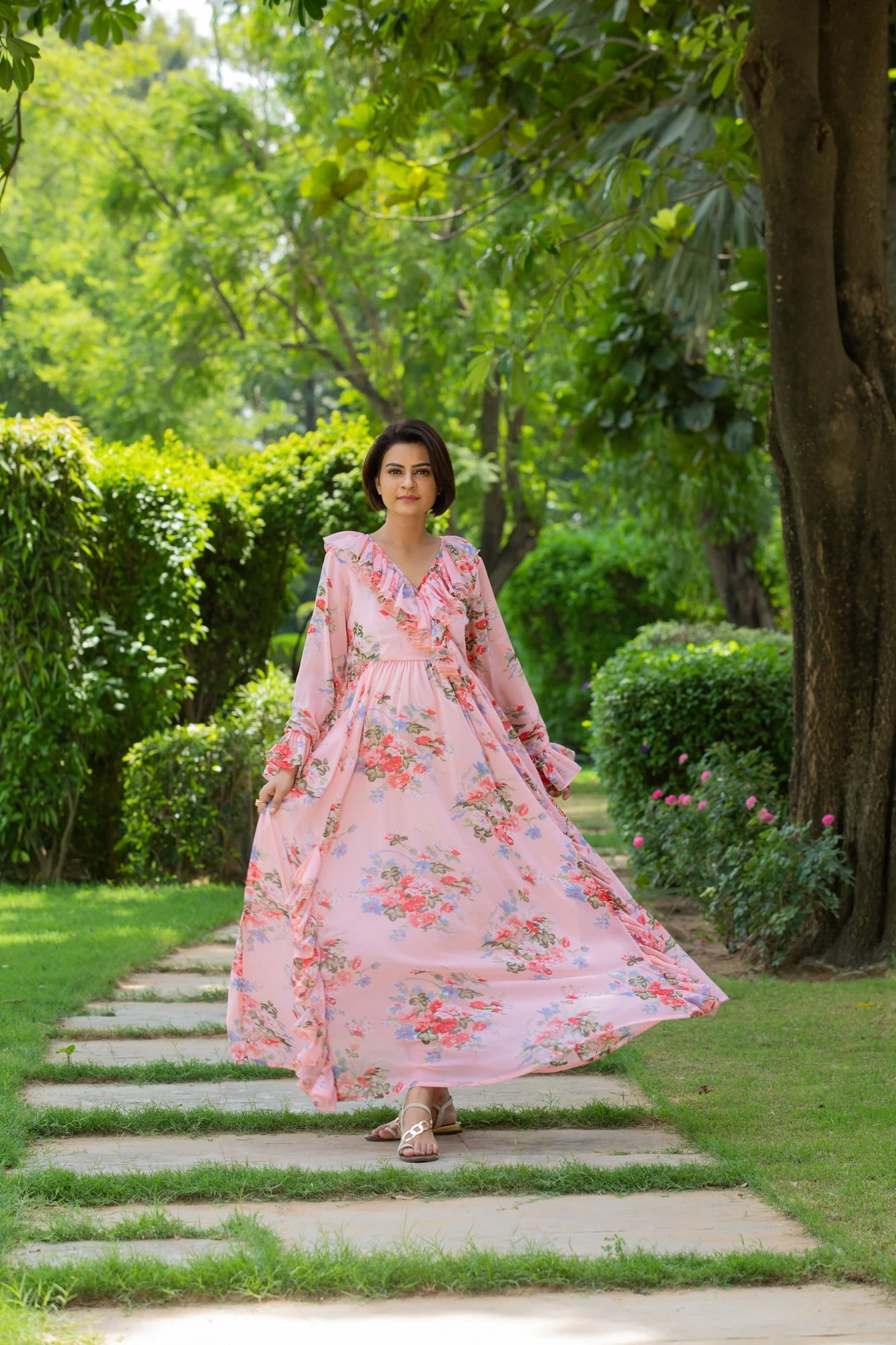 Rose Pink Maternity & Nursing Frill Dress - Chenance