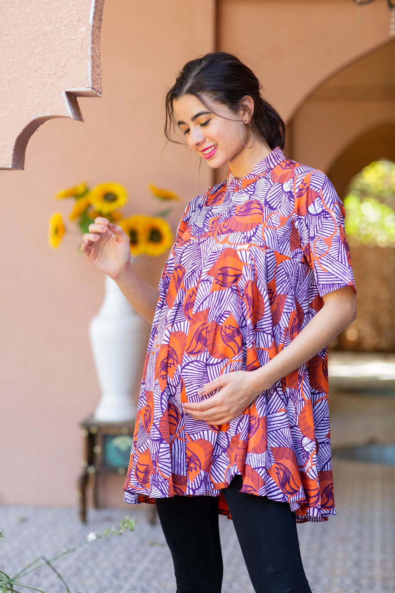 Serene Daisy Doodle Pintucks Maternity & Nursing Top - Chenance