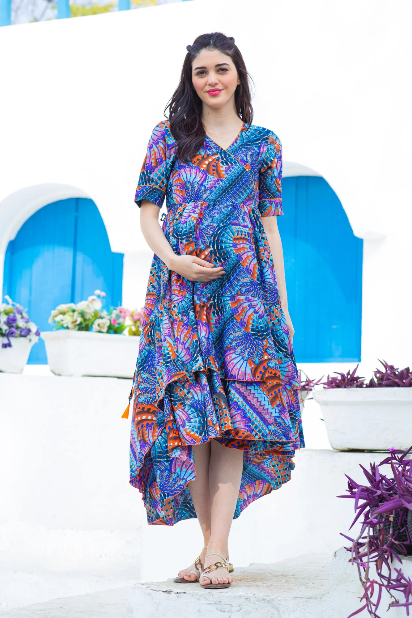 Sea Shells Maternity & Nursing Flair Dress - Chenance