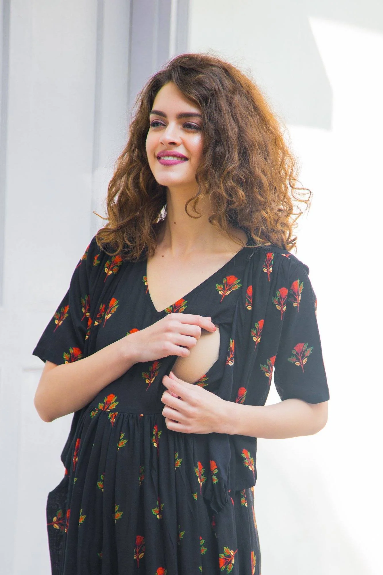 Chic Floral Hi-Low Maternity & Nursing Wrap Dress - Chenance