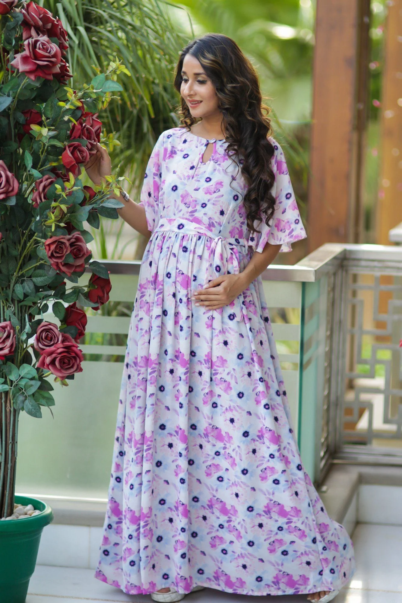 Spring Floral Luxe Maternity Maxi Dress - Chenance