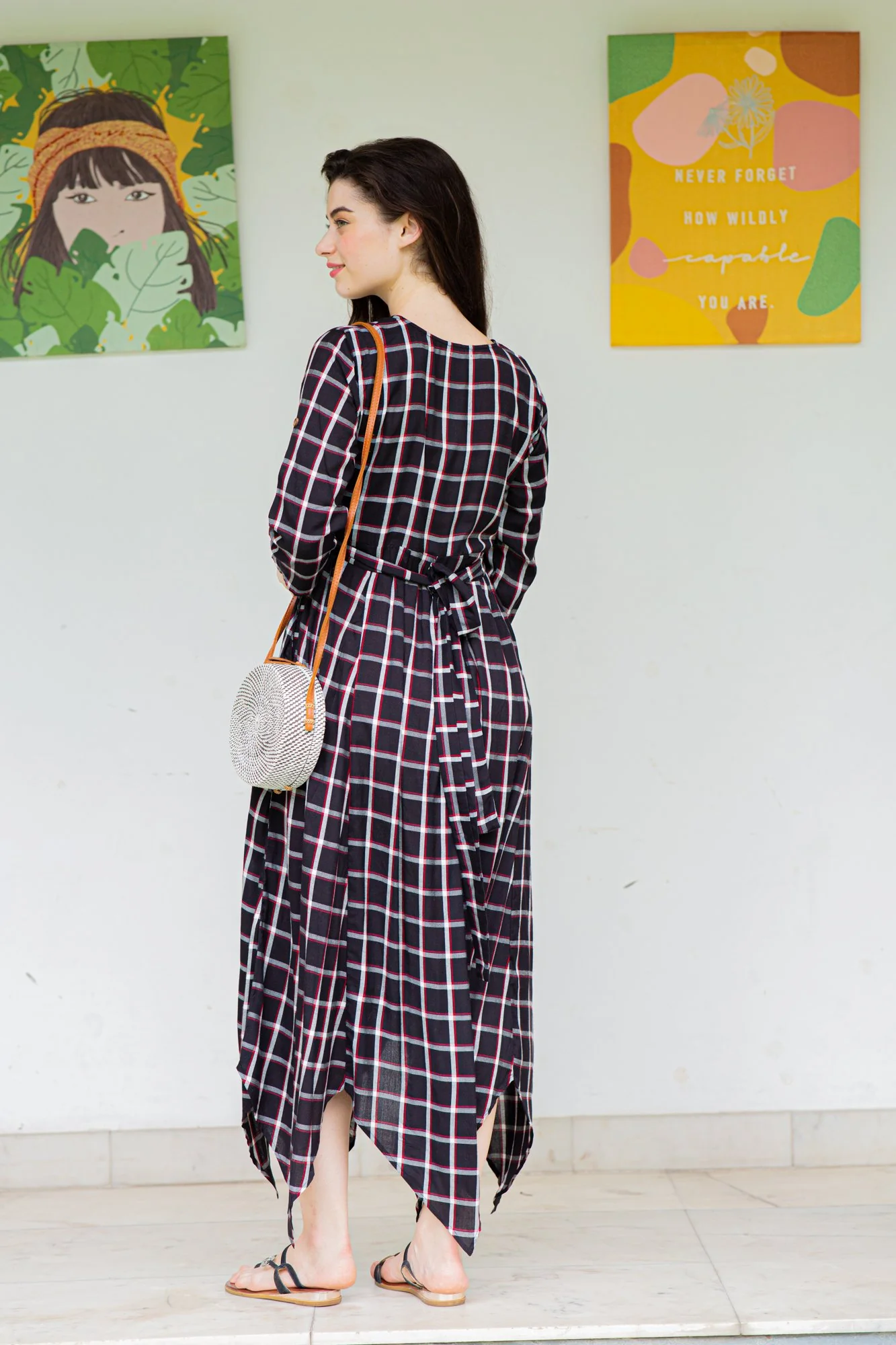 Victorian Plaid Maternity & Nursing Maxi - Chenance