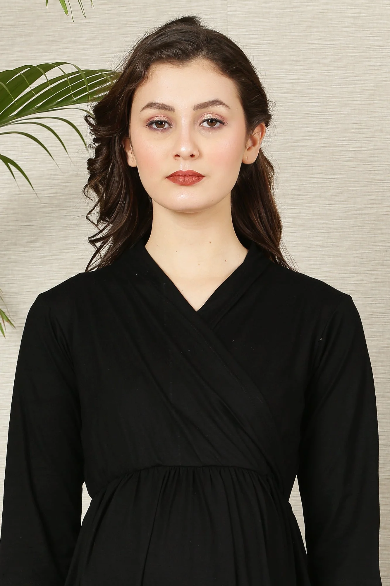 Winsome Black Maternity & Nursing Wrap Top - Chenance