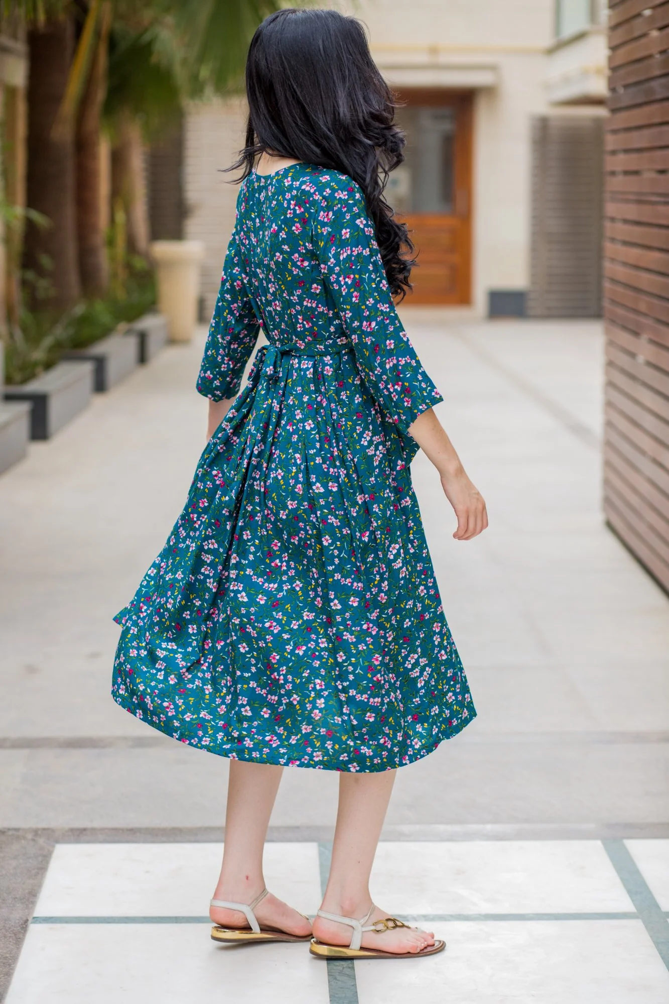 Pine Green Floral Pocket Maternity & Nursing Dress - Chenance