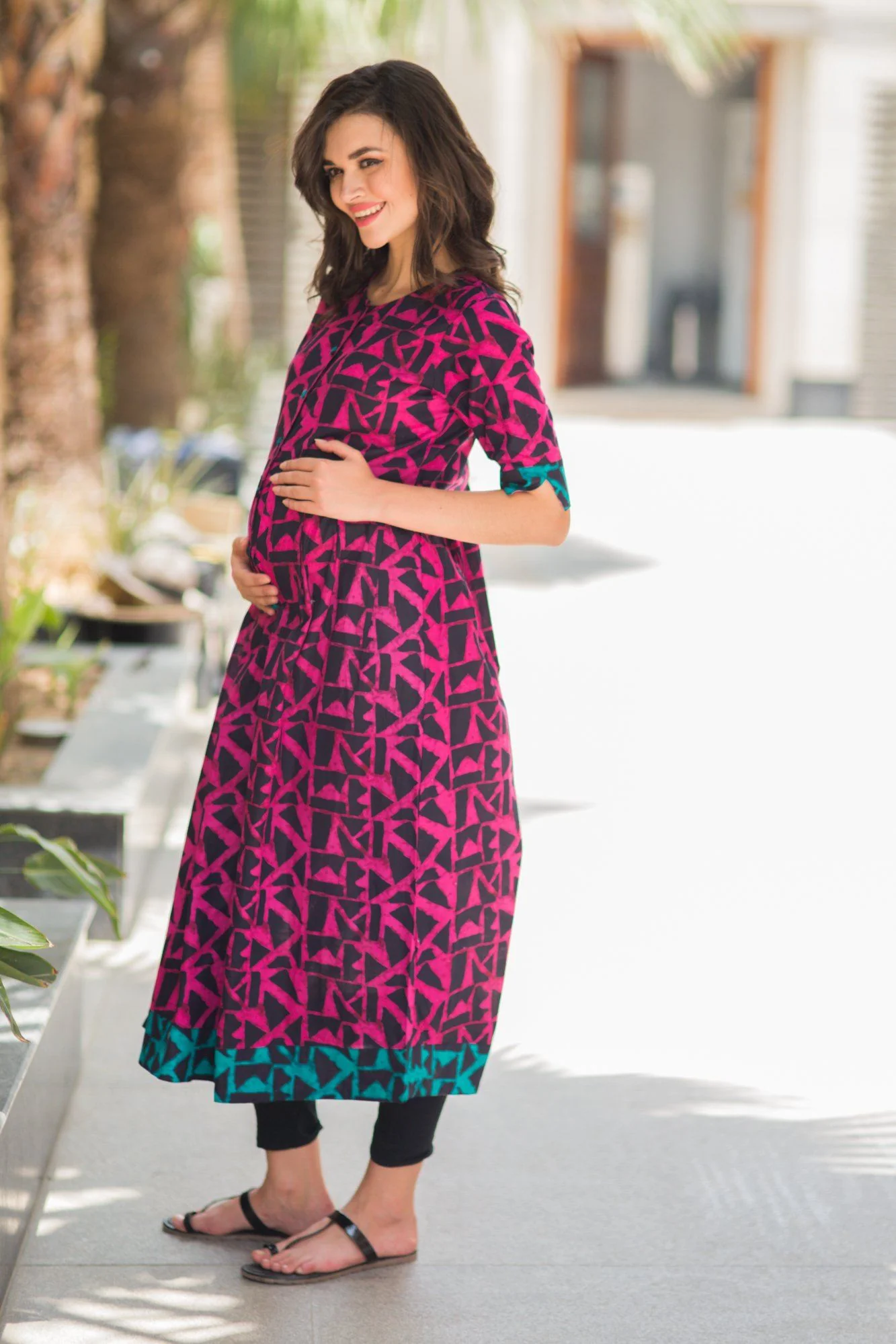 Abstract Cider Maternity and Nursing Cotton Kurta - Chenance