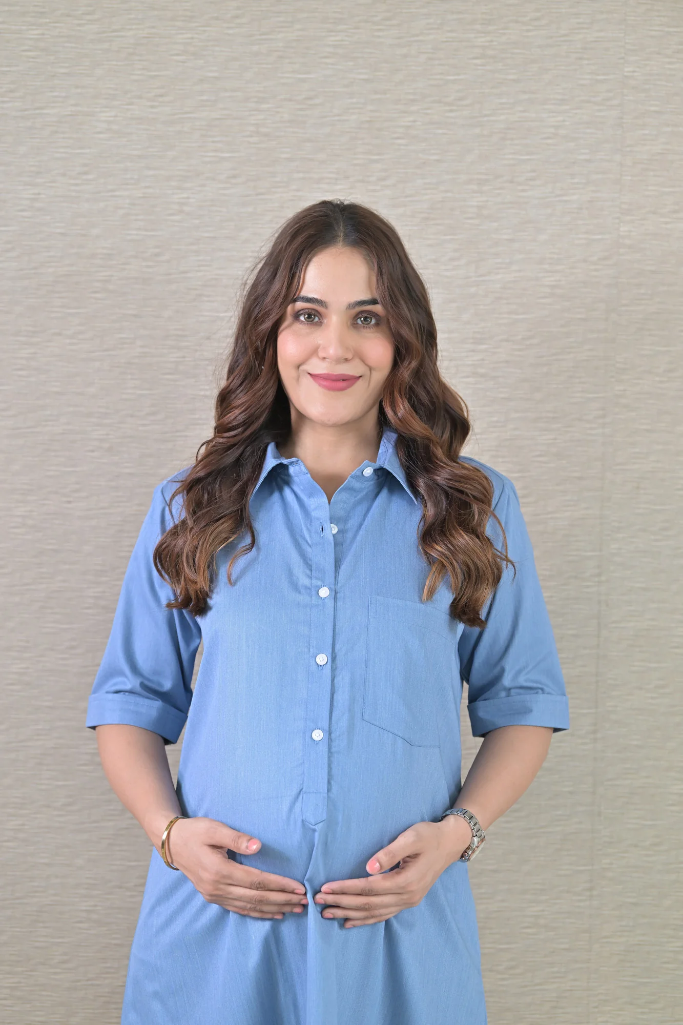 Breezy Denim Maternity & Nursing Dress (100% Cotton) - Chenance