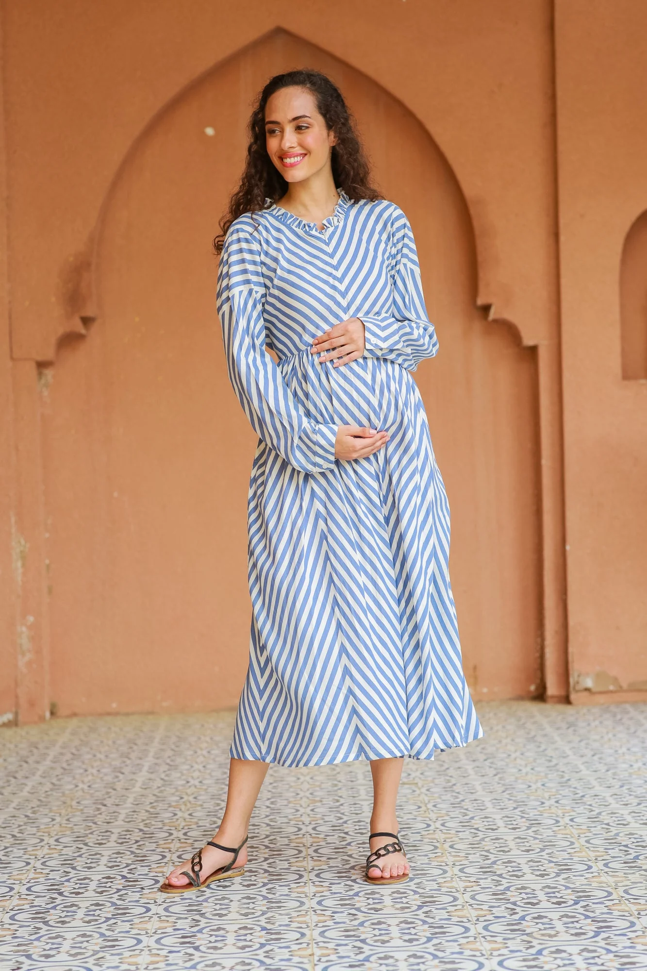 Spruce Classic Striped Maternity & Nursing Dress - Chenance