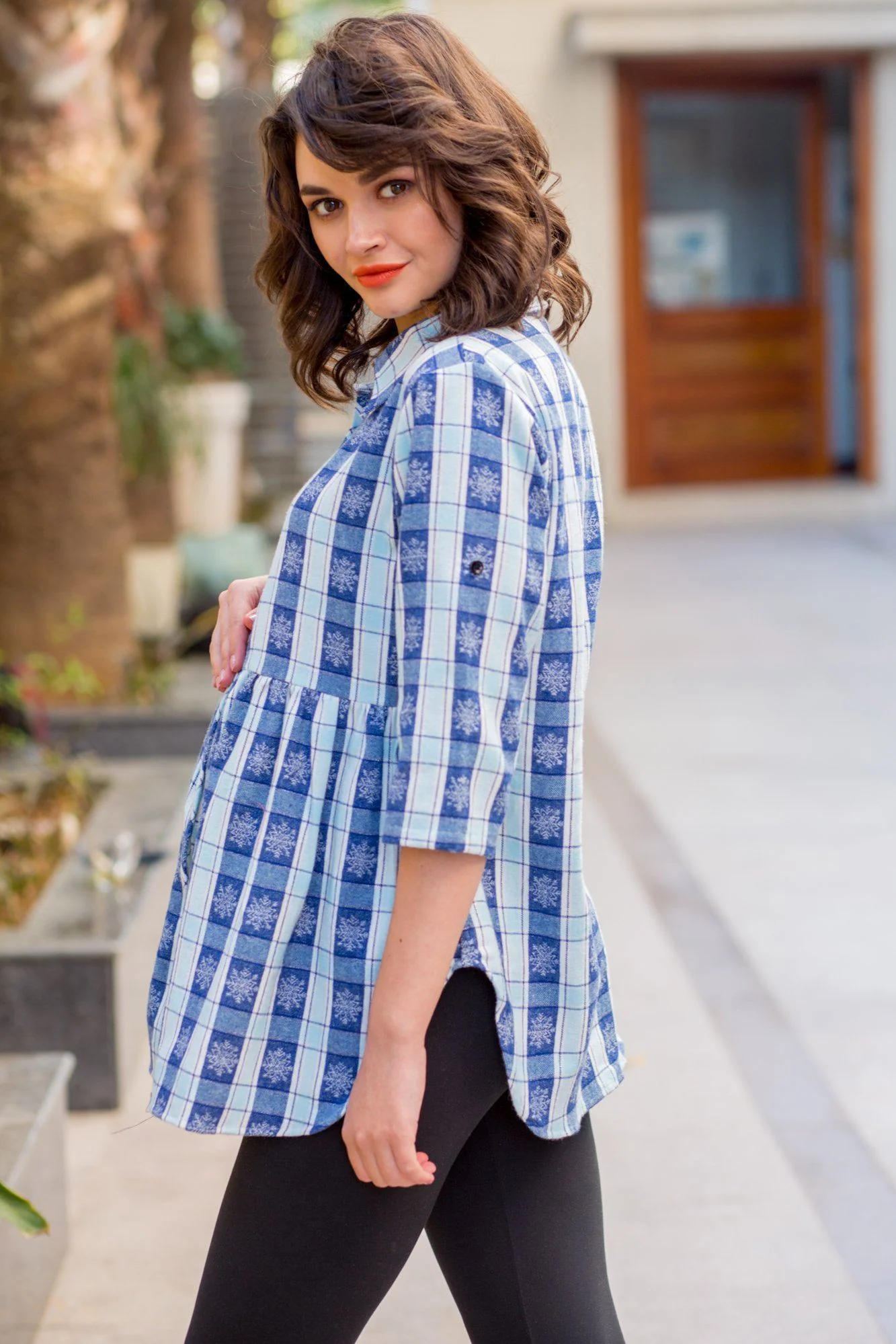 Snow Flake Warm Viscose Maternity Shirt - Chenance