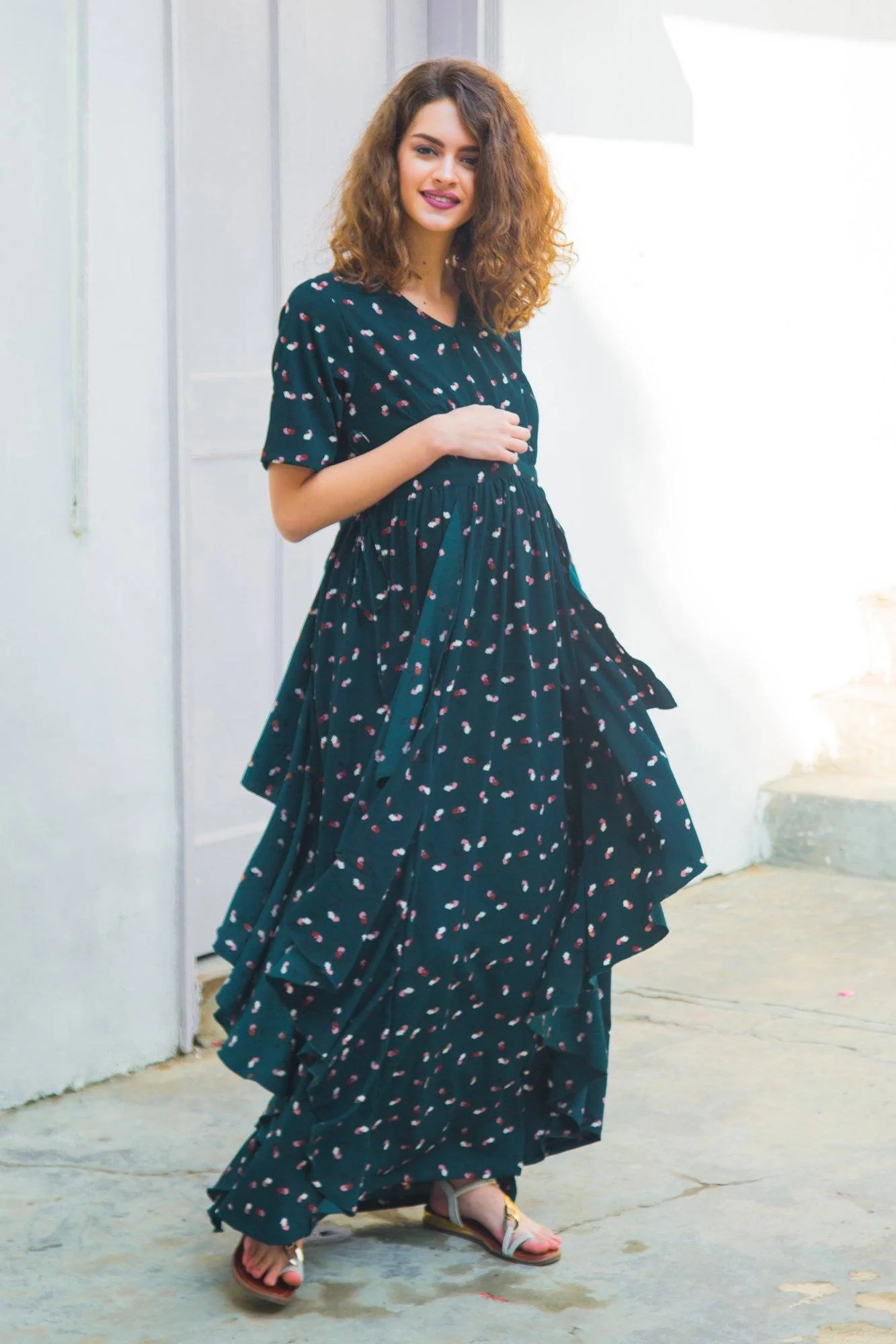 Jade Floral Luxe Maternity Flow Dress - Chenance