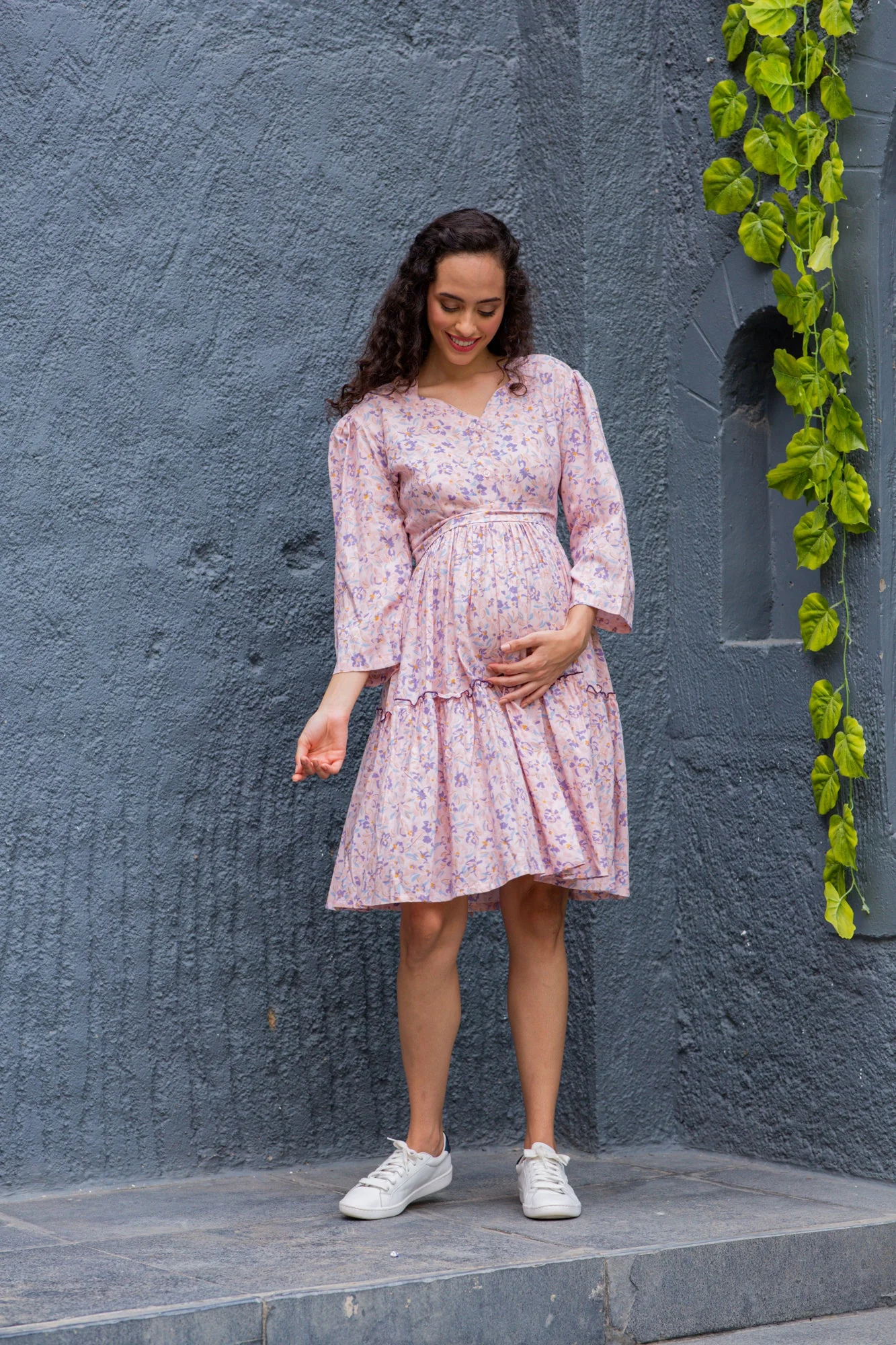 Sassy Rose Quartz Blooming Maternity & Nursing Flair Dress - Chenance