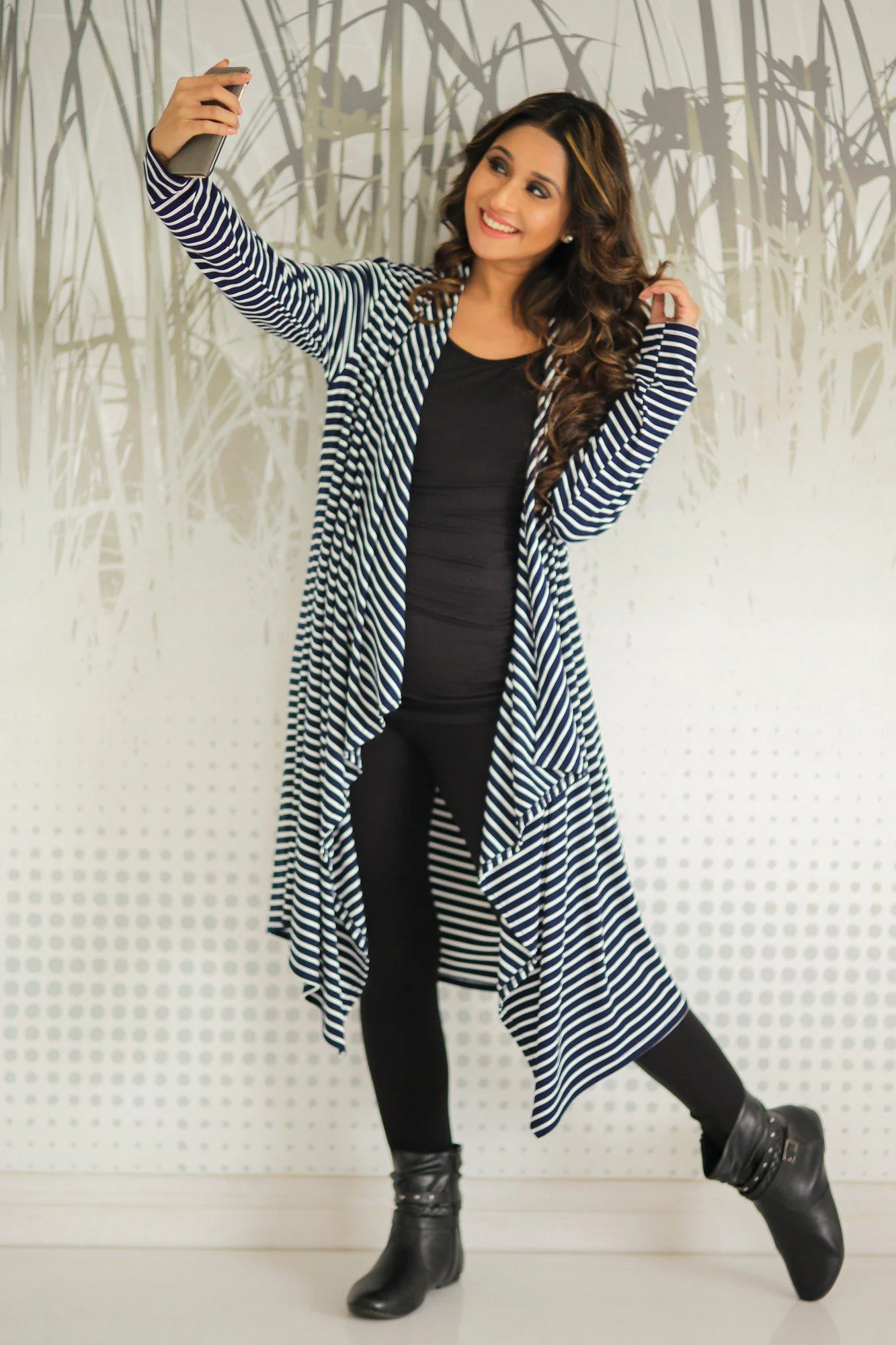 Nautical Stripe Longline Maternity Cardigan - Chenance