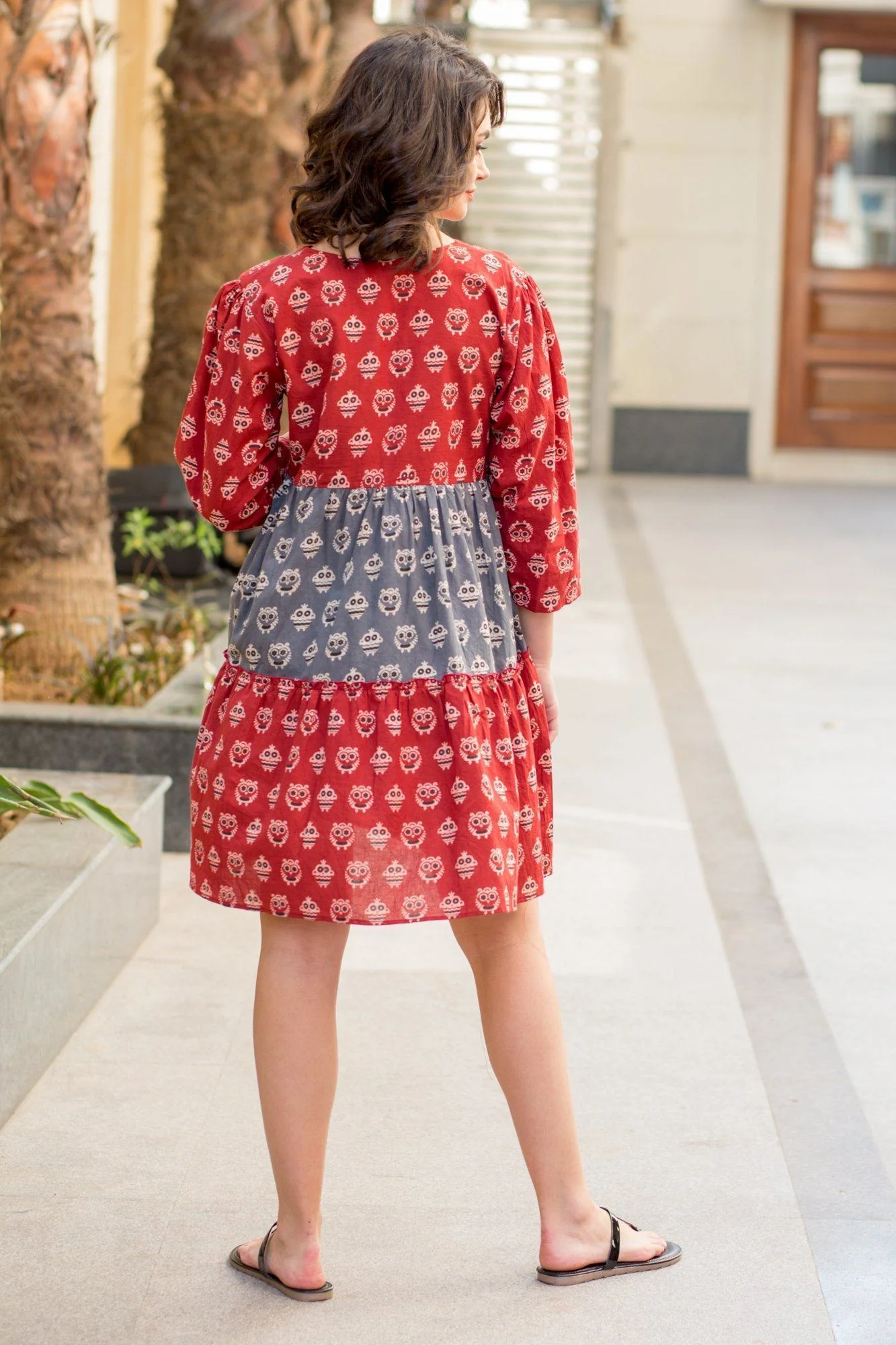 Cute Owl Print Maternity & Nursing Cotton Layer Dress - Chenance