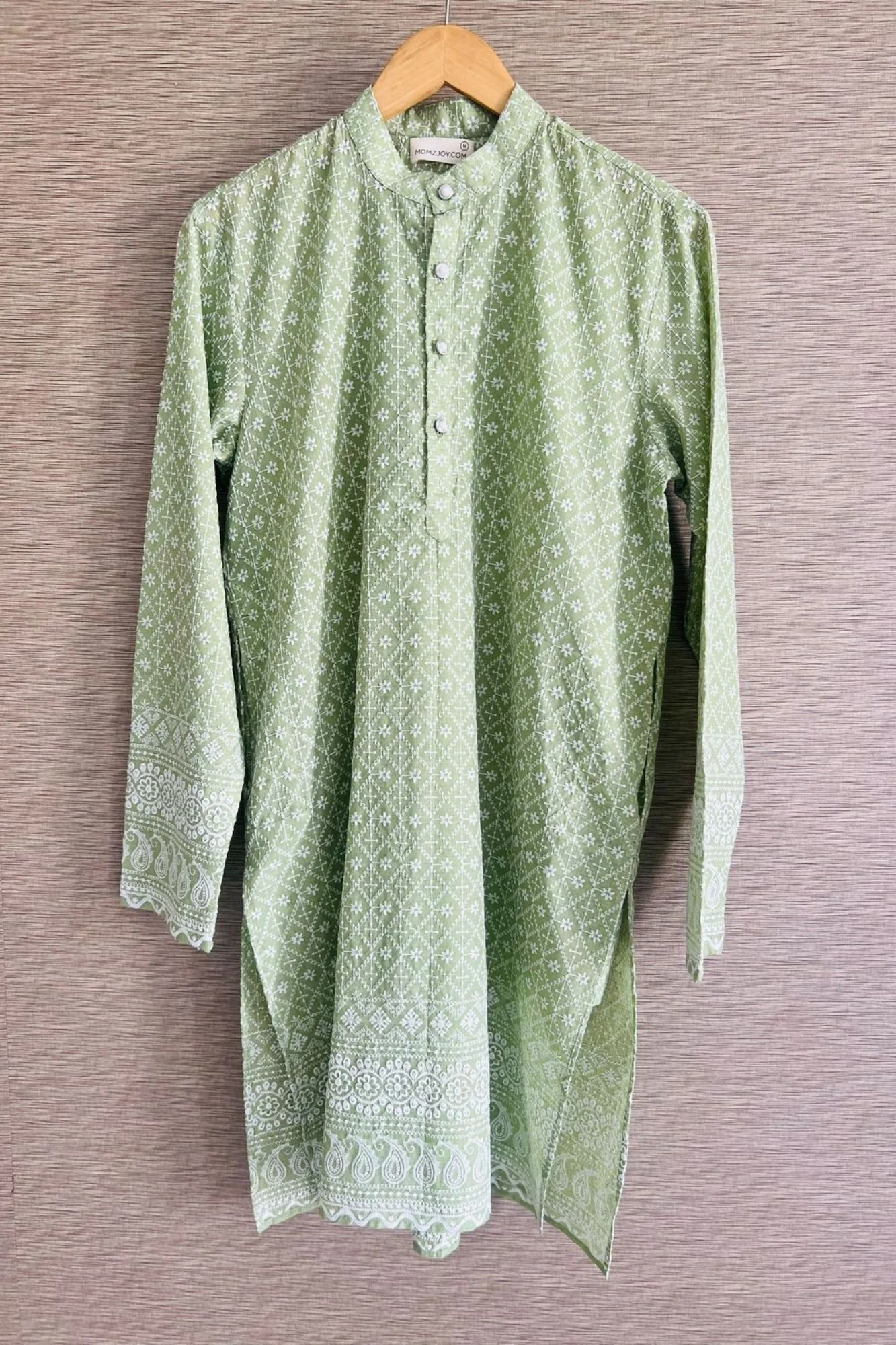 Men Dusty Green Kurta Sets (2pc) - Chenance