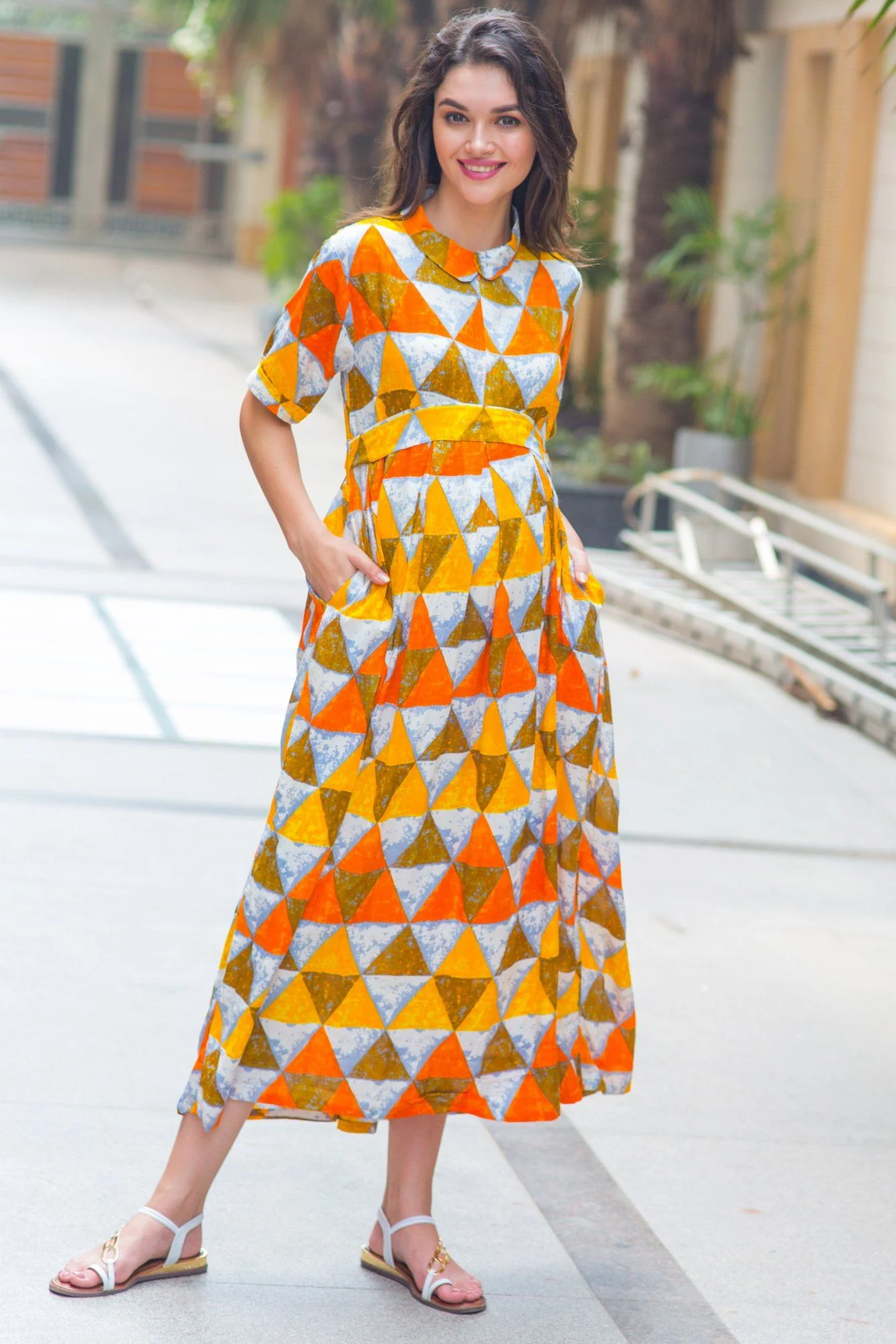 Tuscan Triangle Maternity & Nursing Dress - Chenance