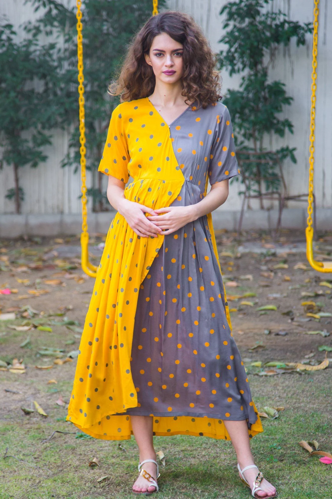 Peppy Polka Maternity & Nursing Wrap Dress - Chenance