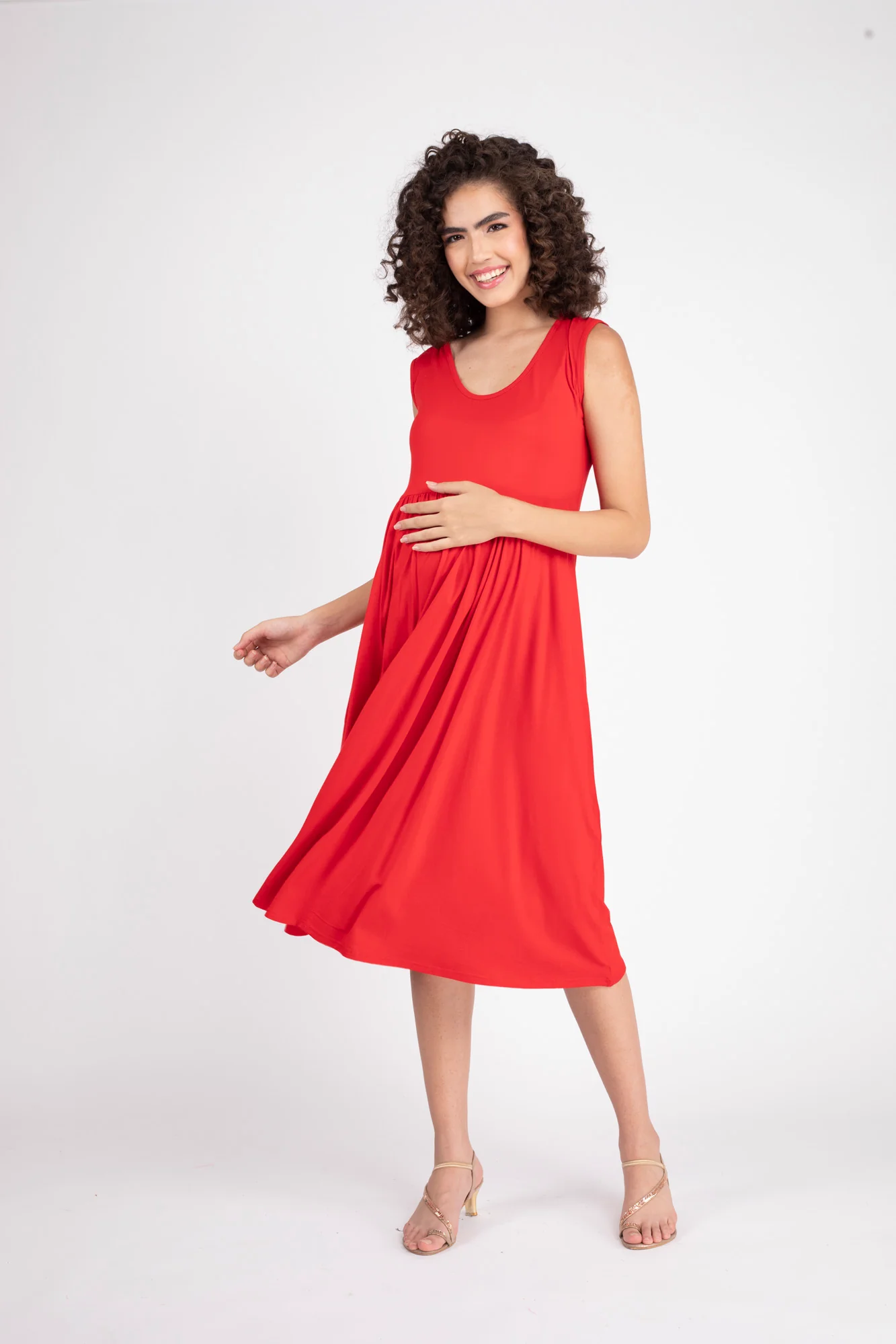 Sizzling Hot Red Maternity Knot Dress + Jacket (2pc) - Chenance