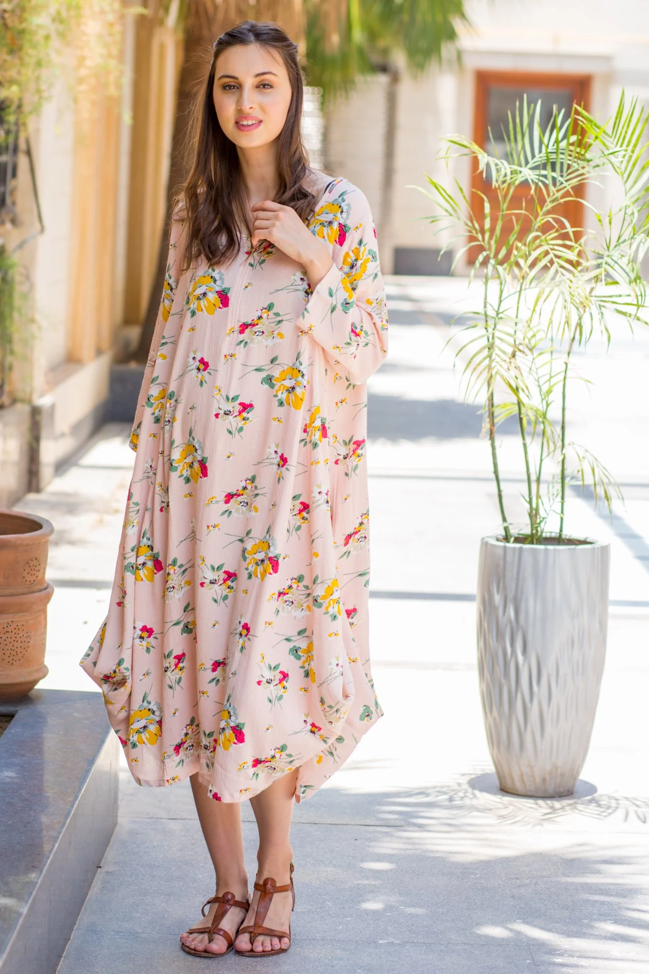 Salmon Cowl Maternity & Nursing Dual Dress Kurta - Chenance