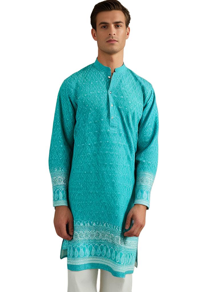 Men Vibrant Blue Kurta Sets (2pc) - Chenance