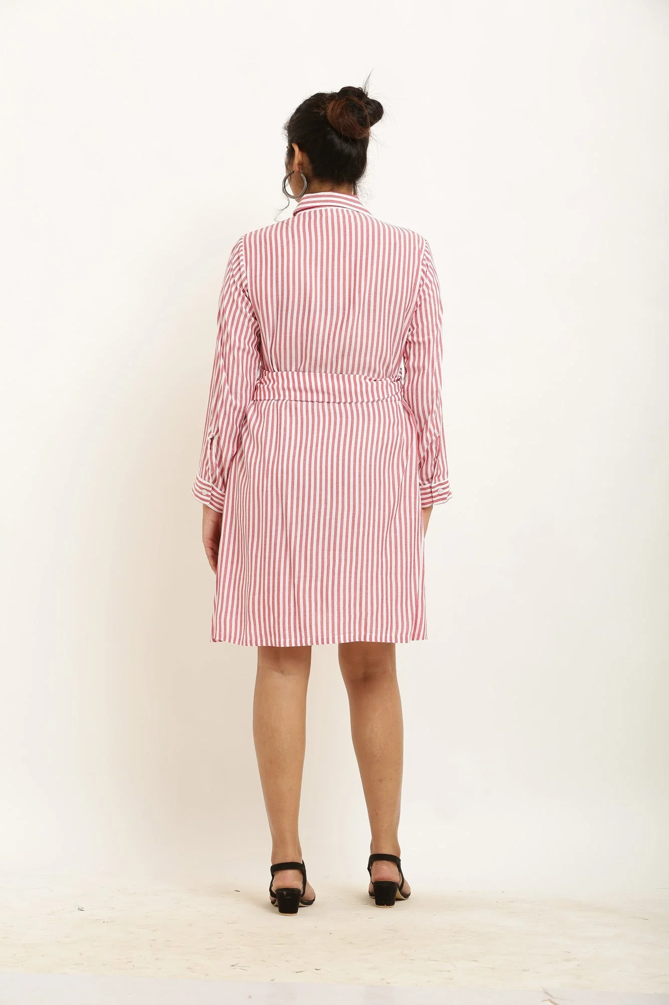 Poppy Red Striped Maternity & Nursing Wrap Shirt Dress - Chenance