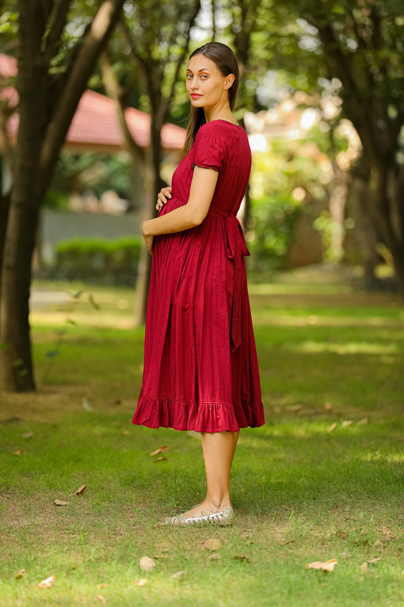 Rosy Sprinkle Maternity Dress - Chenance