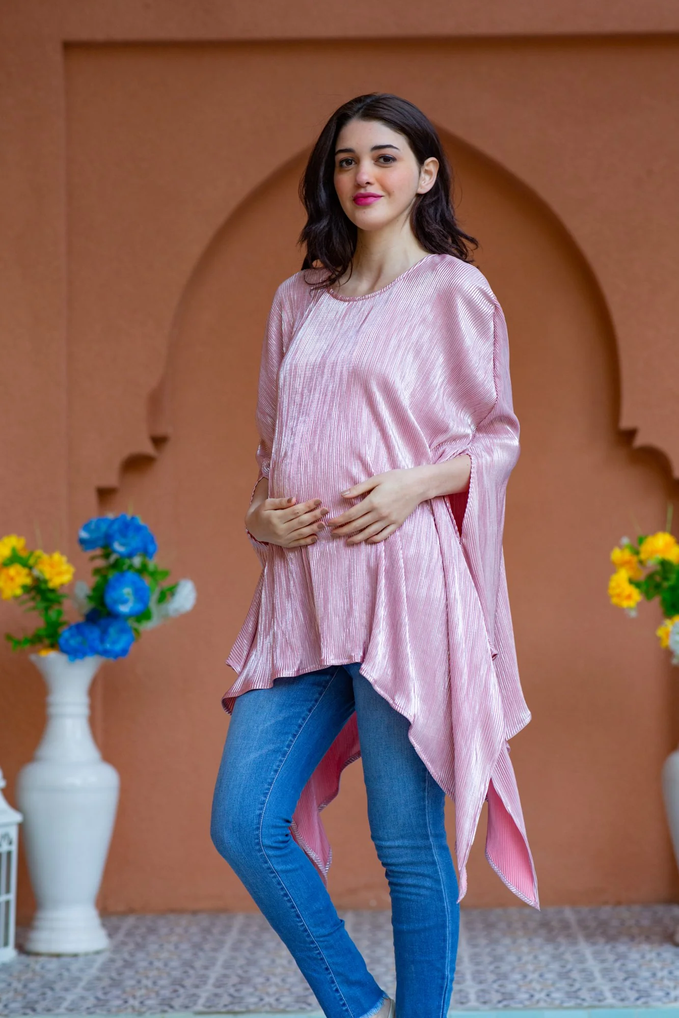 Merlot Shimmer Maternity Poncho Top - Chenance