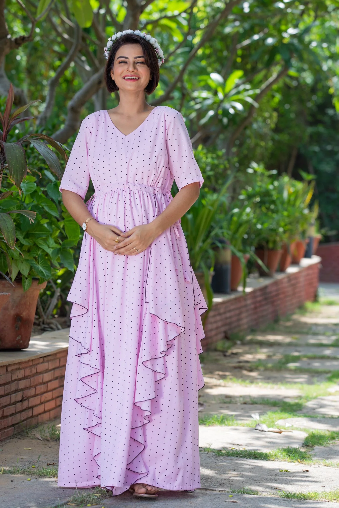 Angelic Baby Polka Maternity Flow Dress - Chenance