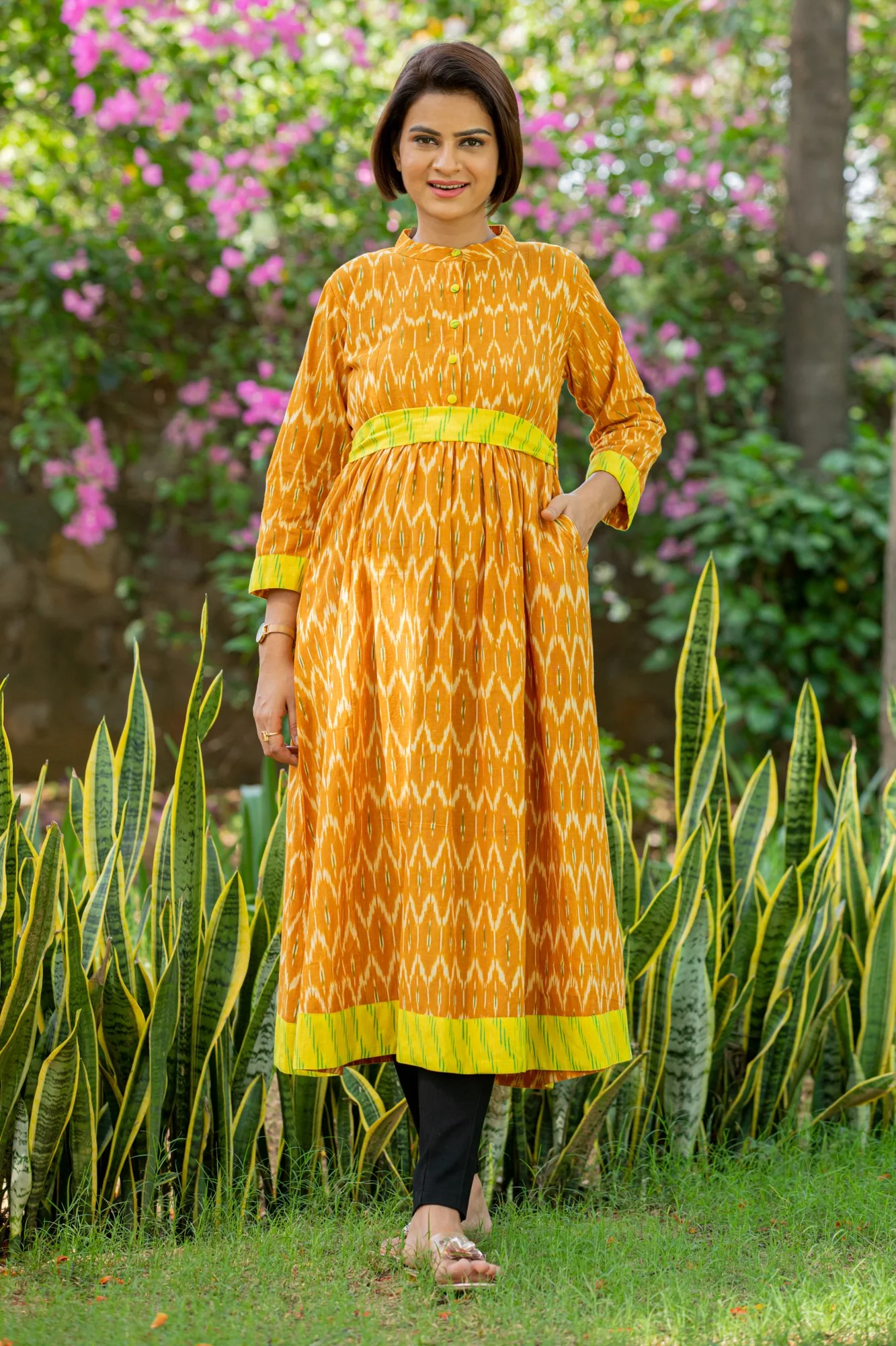 Rust Orange Maternity & Nursing Kurta - Chenance