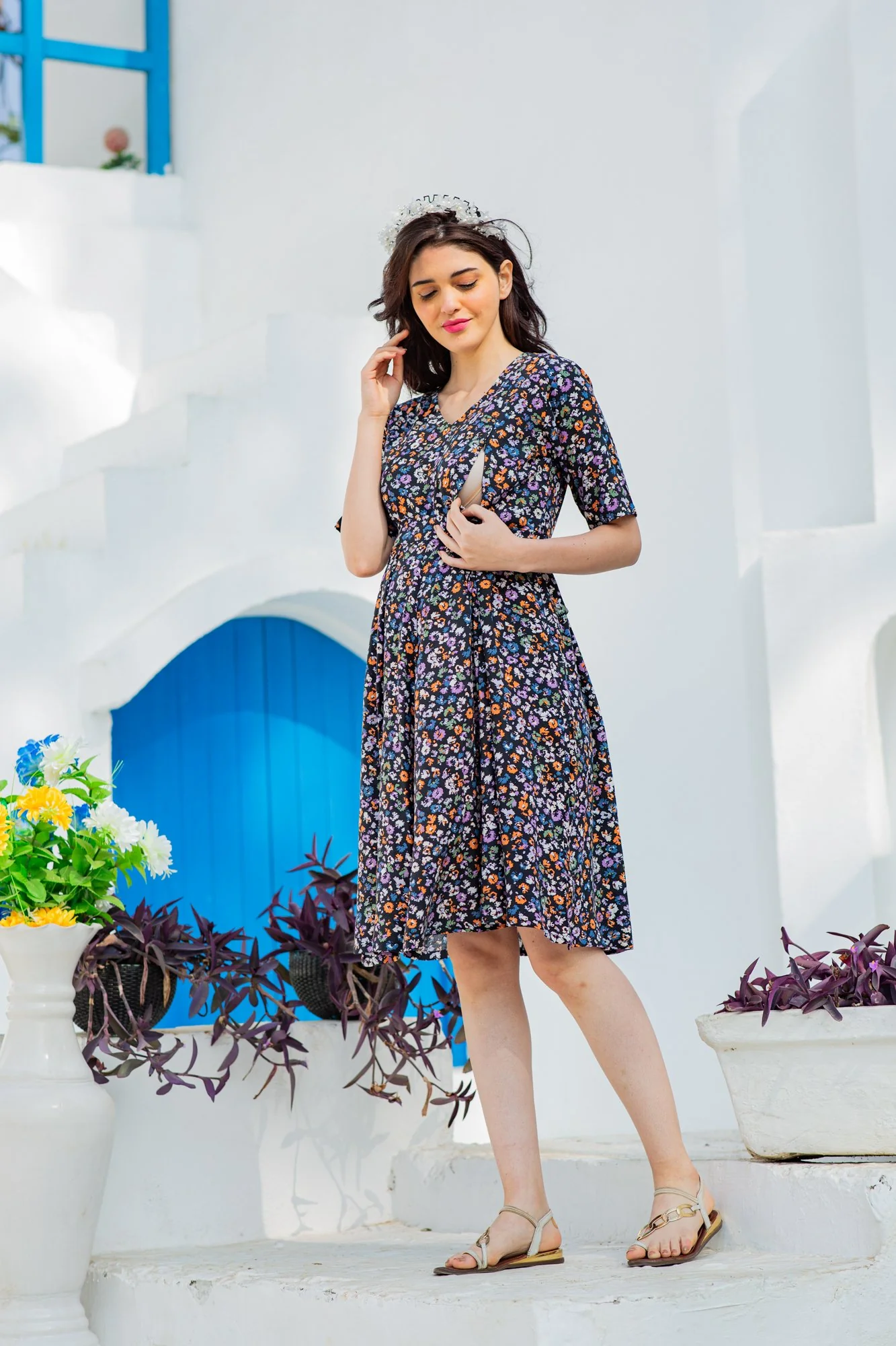 Yale Floral Maternity & Nursing Dress - Chenance
