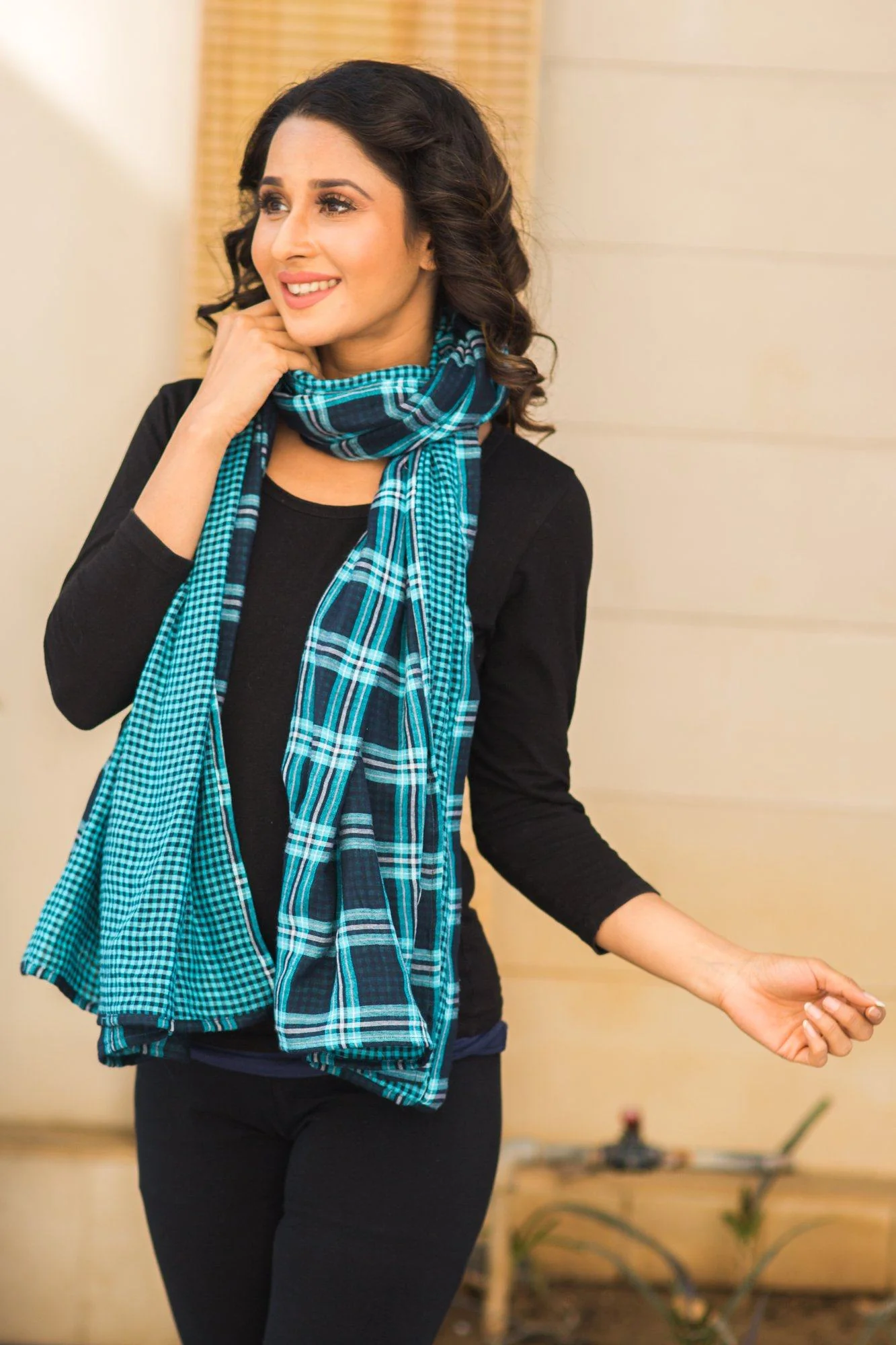 2 in 1 Double Sided Luxe Ocean Plaid Nursing Stole - Chenance
