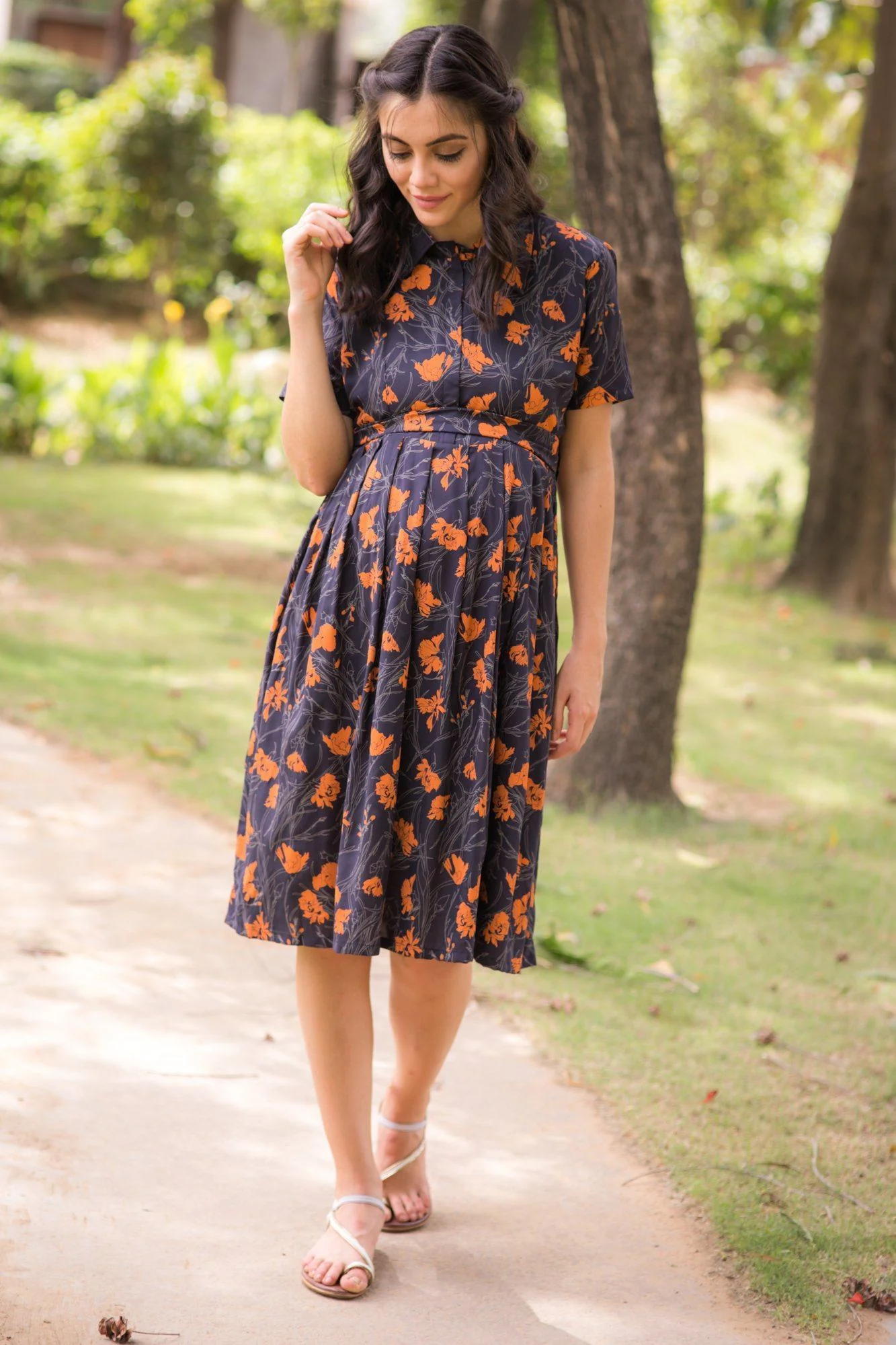 Hints of Amber Maternity & Nursing Dress - Chenance