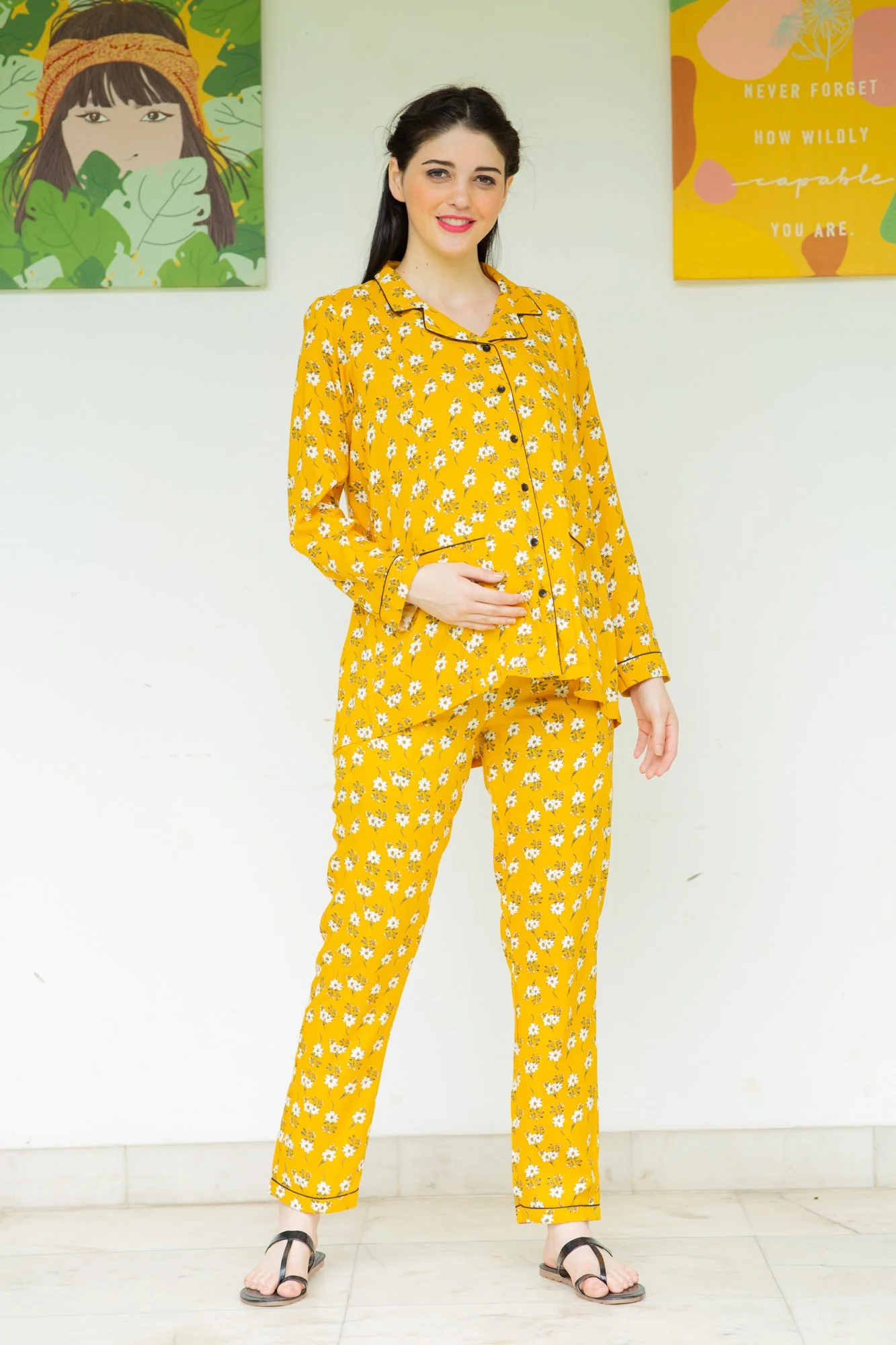 Marigold Maternity & Nursing Night Suit Set - Chenance