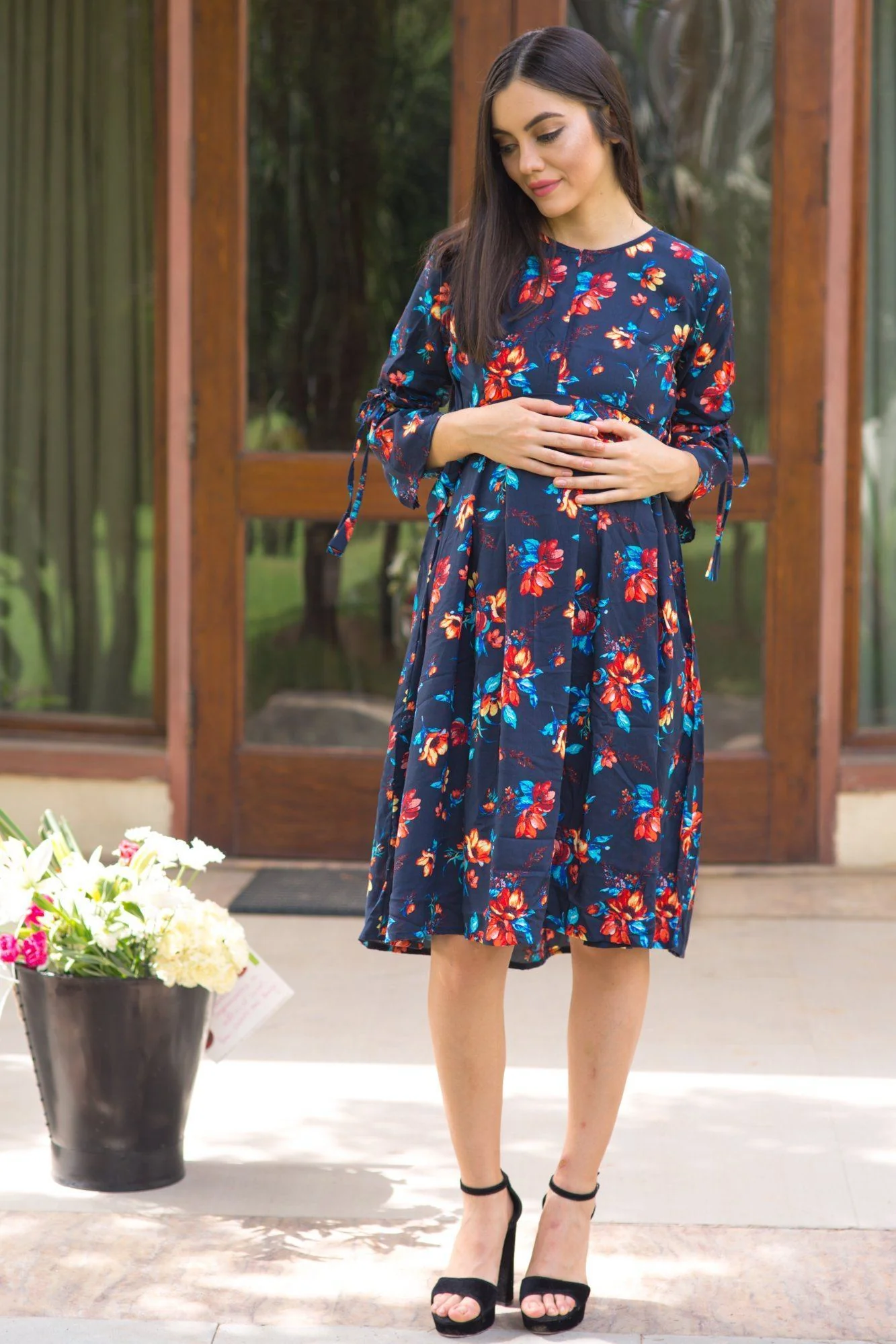 Midnight Tie Maternity & Nursing Dress - Chenance