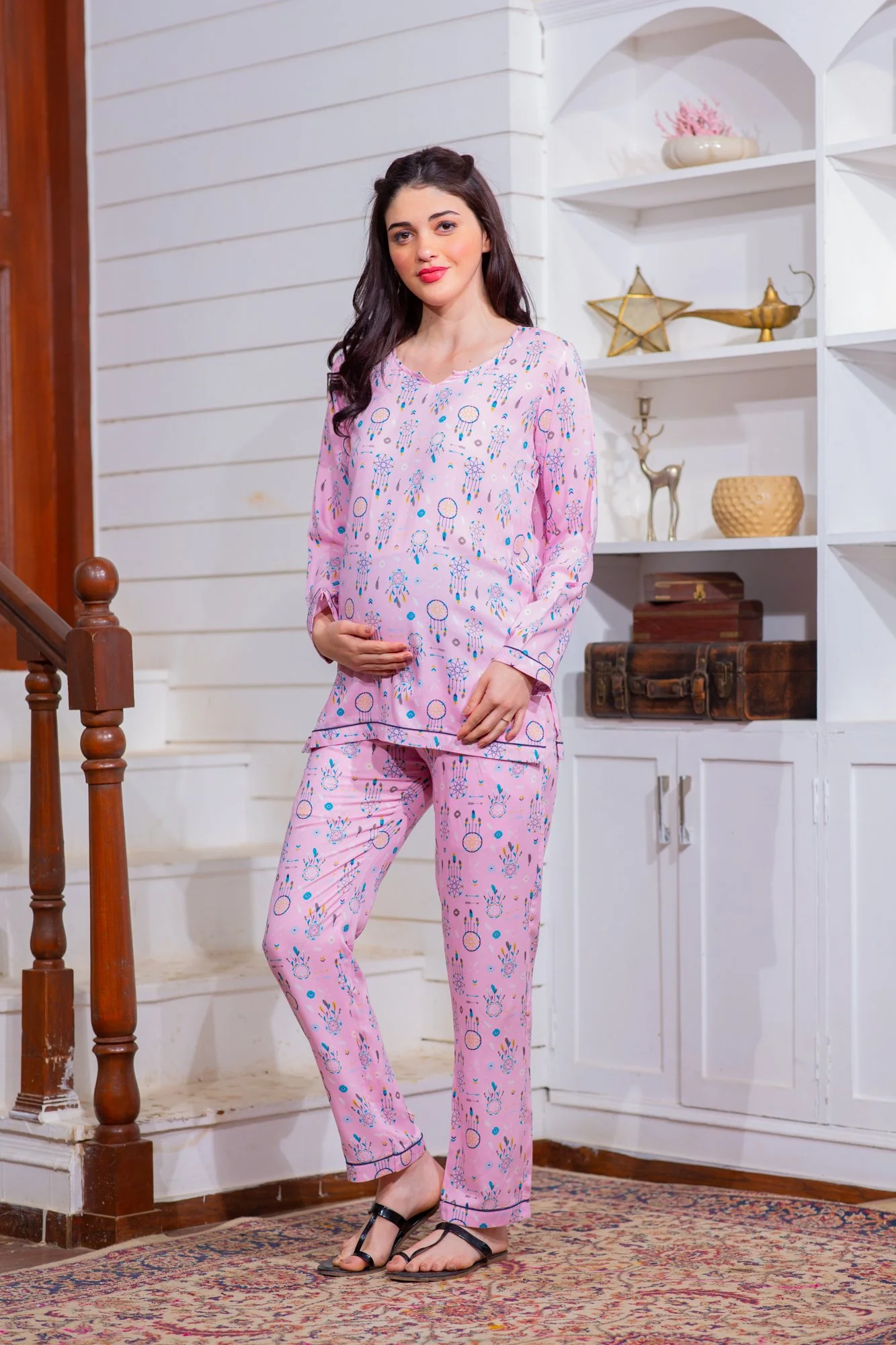 Pink Chime Maternity Night Suit Set - Chenance
